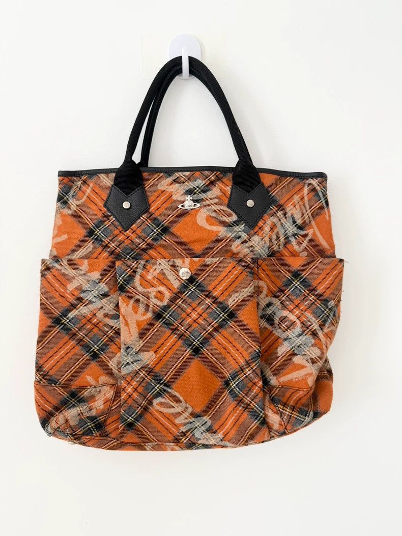 Vivienne Westwood Vivienne Westwood size os Orange checkered text graffiti ba Size ONE SIZE - 2 Thumbnail
