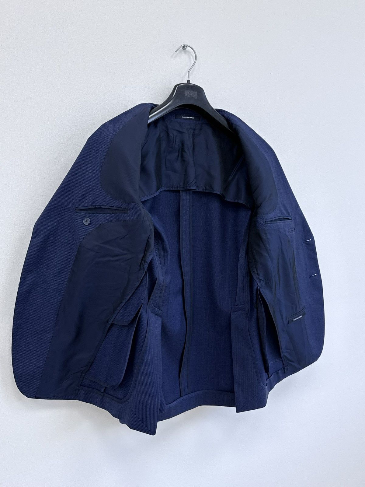 Tagliatore Tagliatore Navy Blue Striped Wool 130s Blazer Jacket Size 38R - 7 Thumbnail