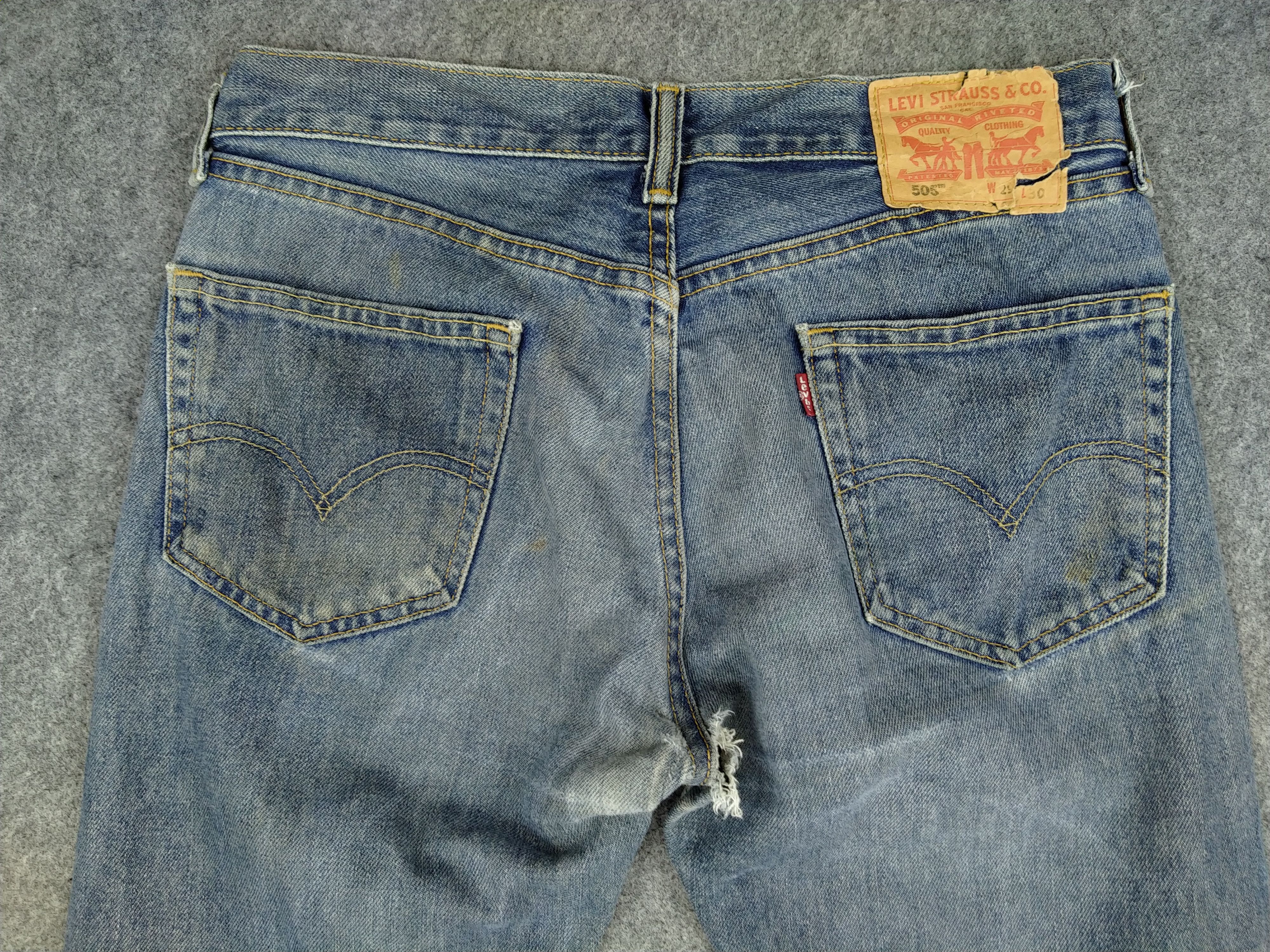 Levi's Distressed Blue Vintage Levi's 505 Denim 31x29.5 -JN146 Size US 31 - 4 Thumbnail
