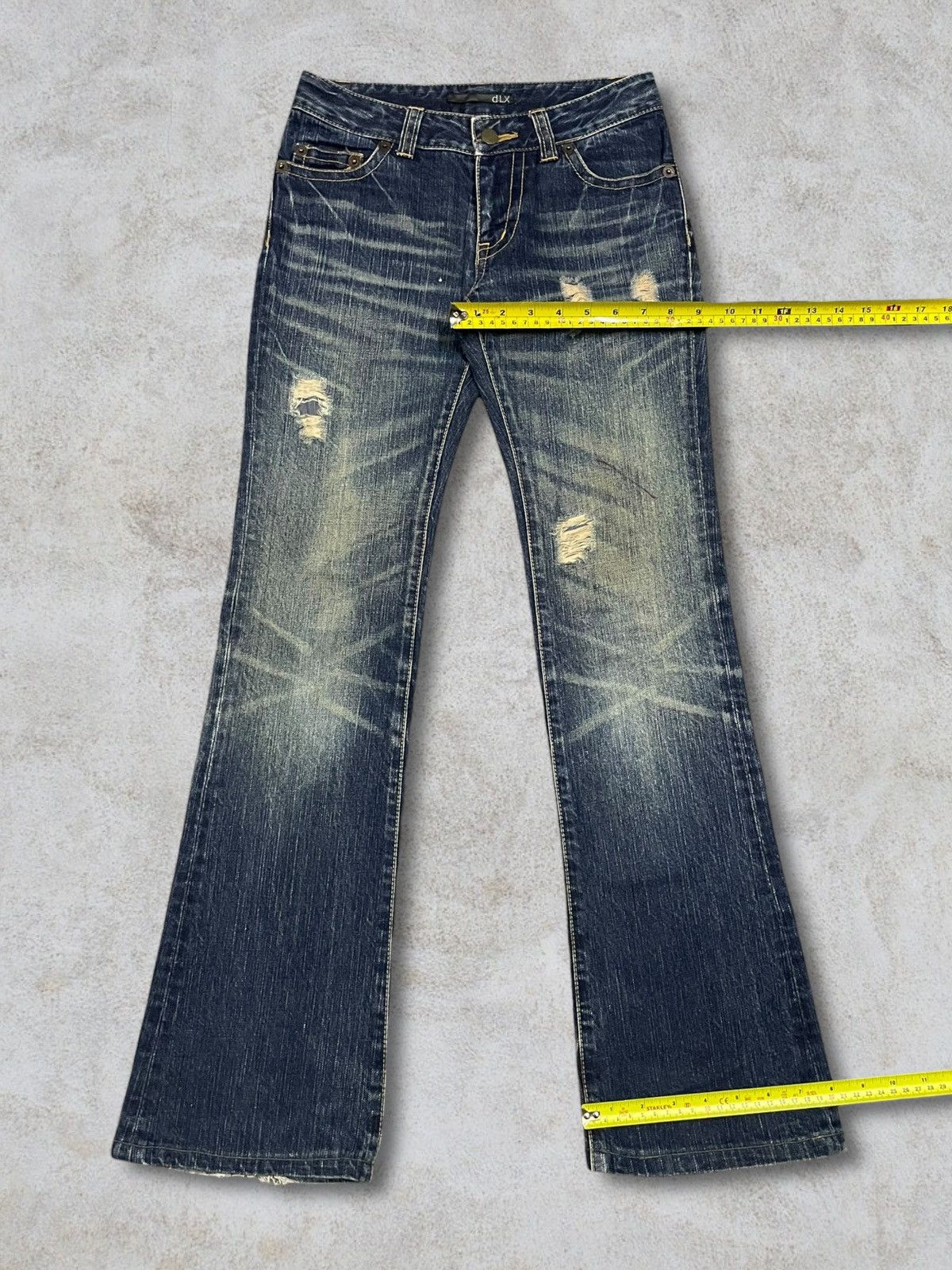 Hysteric Glamour Vintage Japanese Women’s Blue Wash Distressed Bootcut Jeans Size 27" / US 4 / IT 40 - 14 Thumbnail