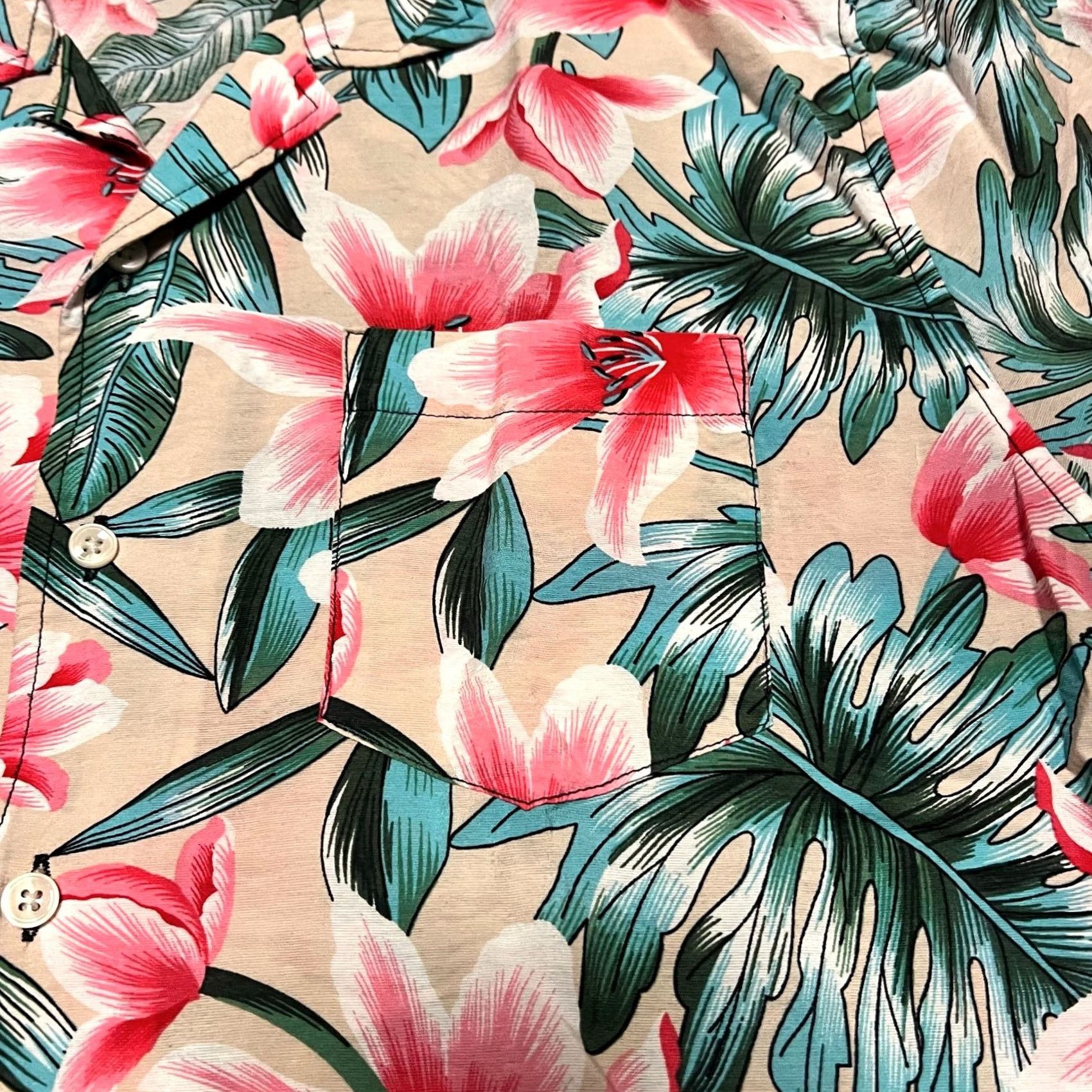 Grayers Grayers Cotton Nylon Floral Button-Up Shirt Mens Large Short Sleeve Tropical Pink L Mens Size US L / EU 52-54 / 3 - 2 Thumbnail