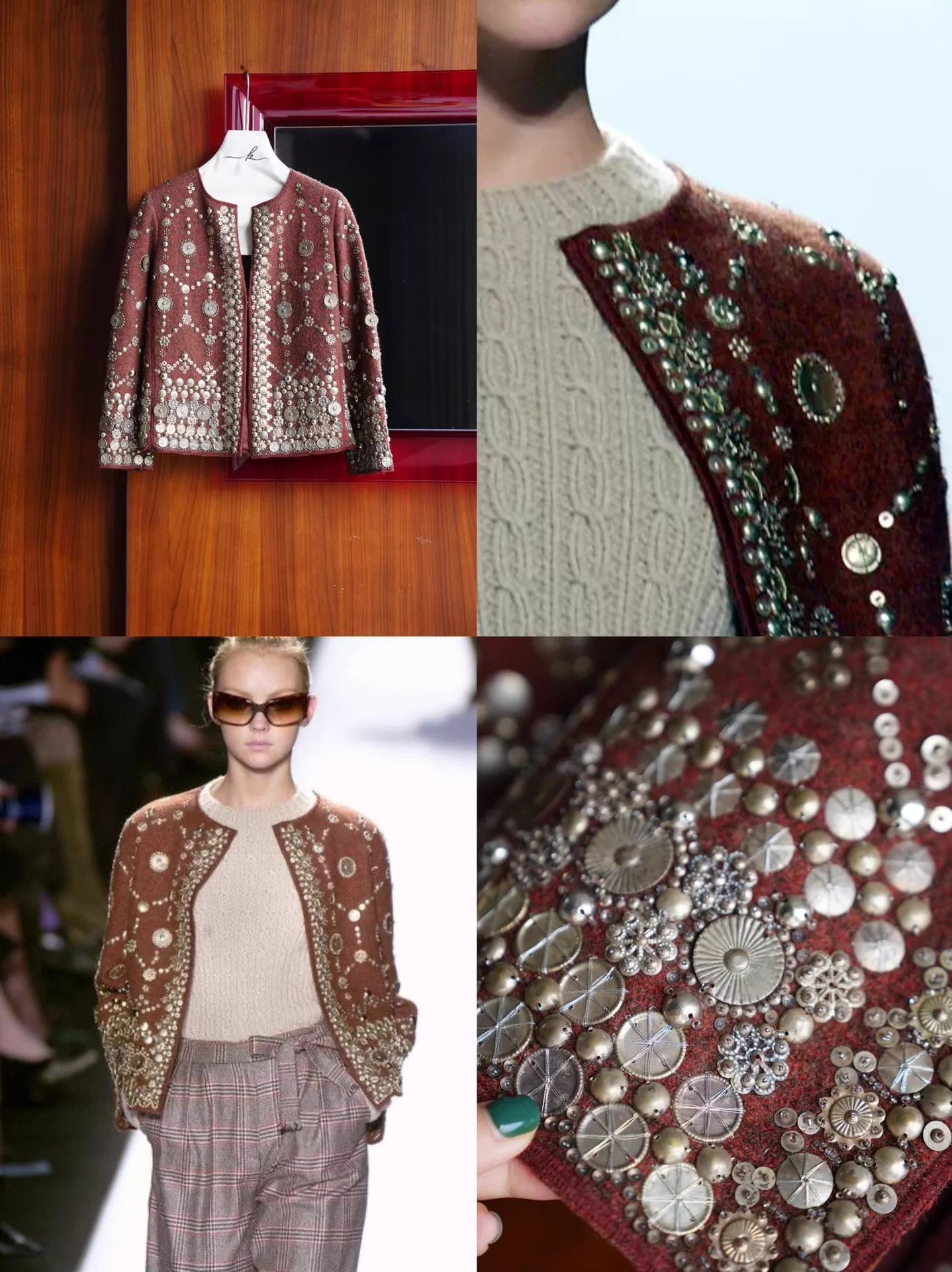 Oscar De La Renta Oscar de la Renta 2005 FW Taupe 9-Sleeve Short Jacket Size S / US 4 / IT 40 - 2 Thumbnail