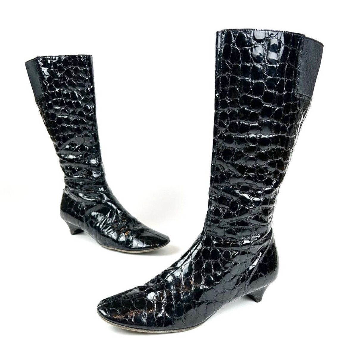 Miu Miu VINTAGE MIU MIU kitten heel croc patent boots Size US 9.5 / IT 39.5 - 1 Thumbnail