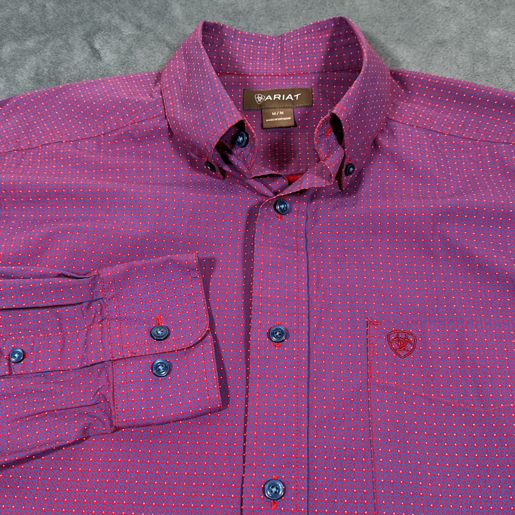 Ariat Ariat Button-Up Shirt Mens Medium Purple Geometric Western Cowboy 100% Cotton Size US M / EU 48-50 / 2 - 5 Thumbnail
