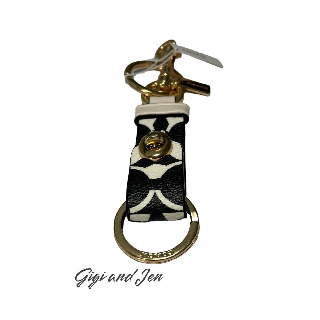 Kate Spade Coach Trigger Snap Bag Charm In Signature Canvas Gold/Black Size ONE SIZE - 5 Thumbnail