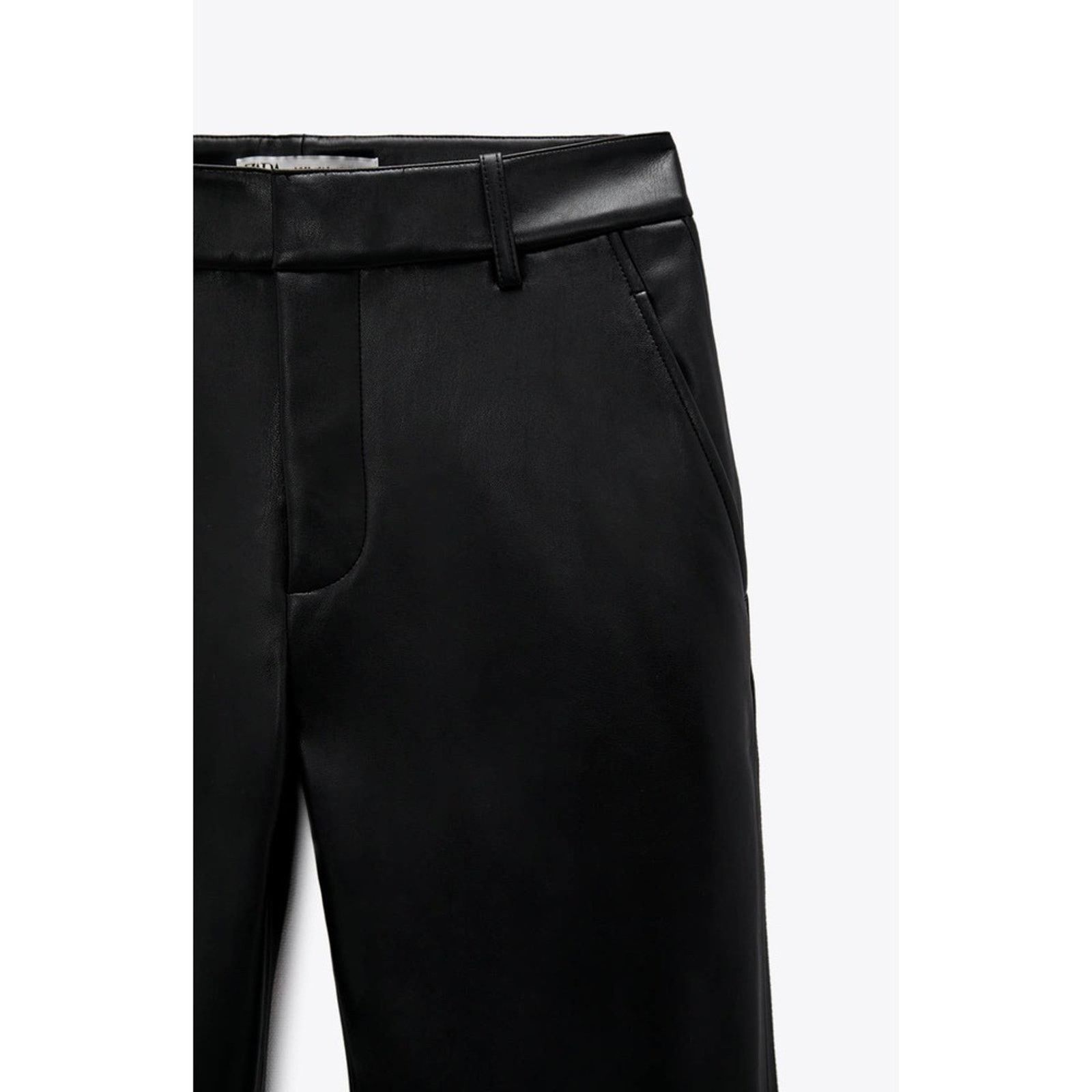Zara ZARA BLOGGER FAVORITE FAUX LEATHER PANTS BLACK Size 28" / US 6 / IT 42 - 12 Thumbnail