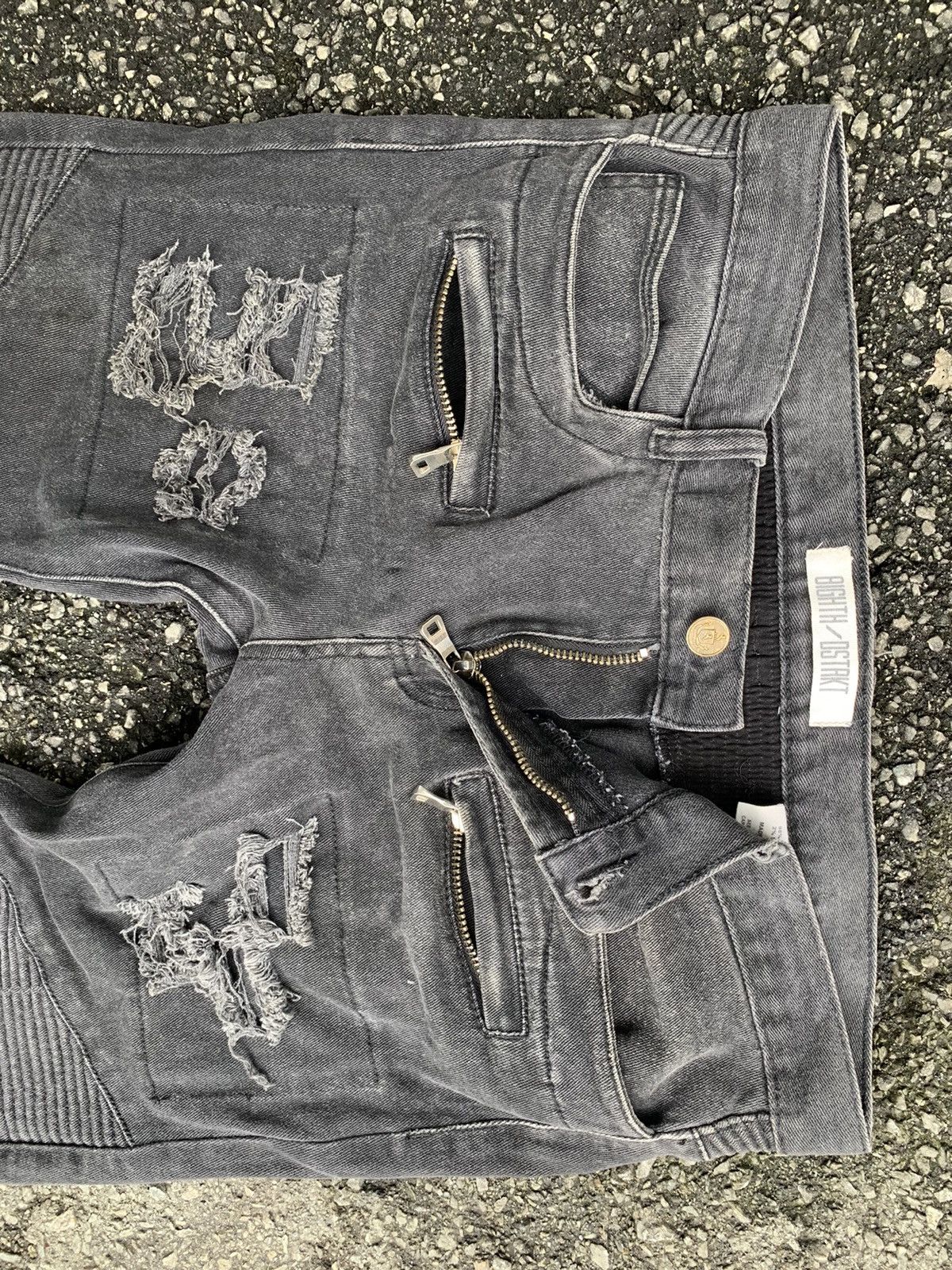 Other Distressed 8IGHTH/DSTRKT Multizipper Biker Streching Denim Size US 37 - 18 Thumbnail