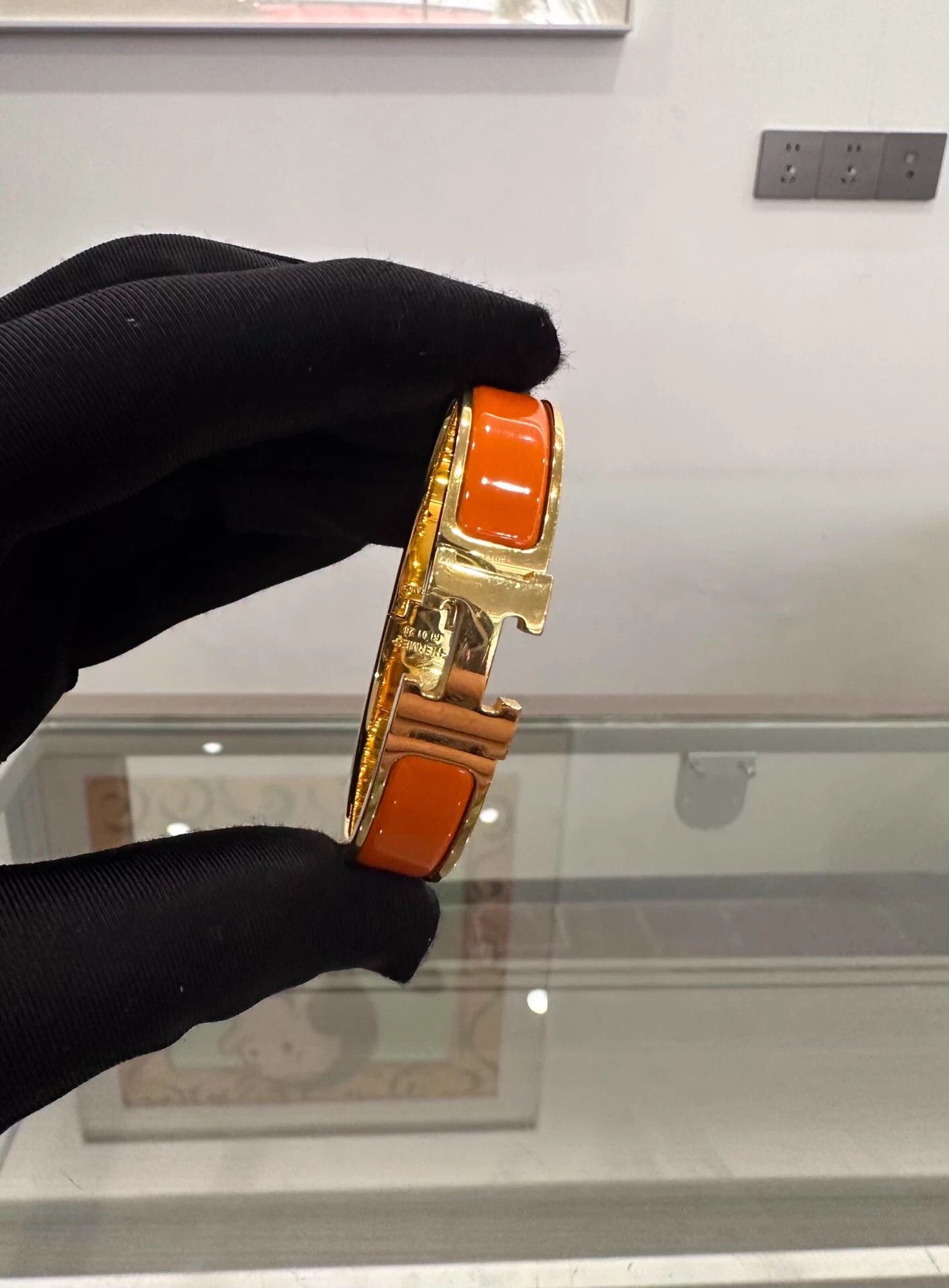 Hermes Hermes Clic H Orange Enamel Gold H Bracelet PM Size ONE SIZE - 3 Thumbnail