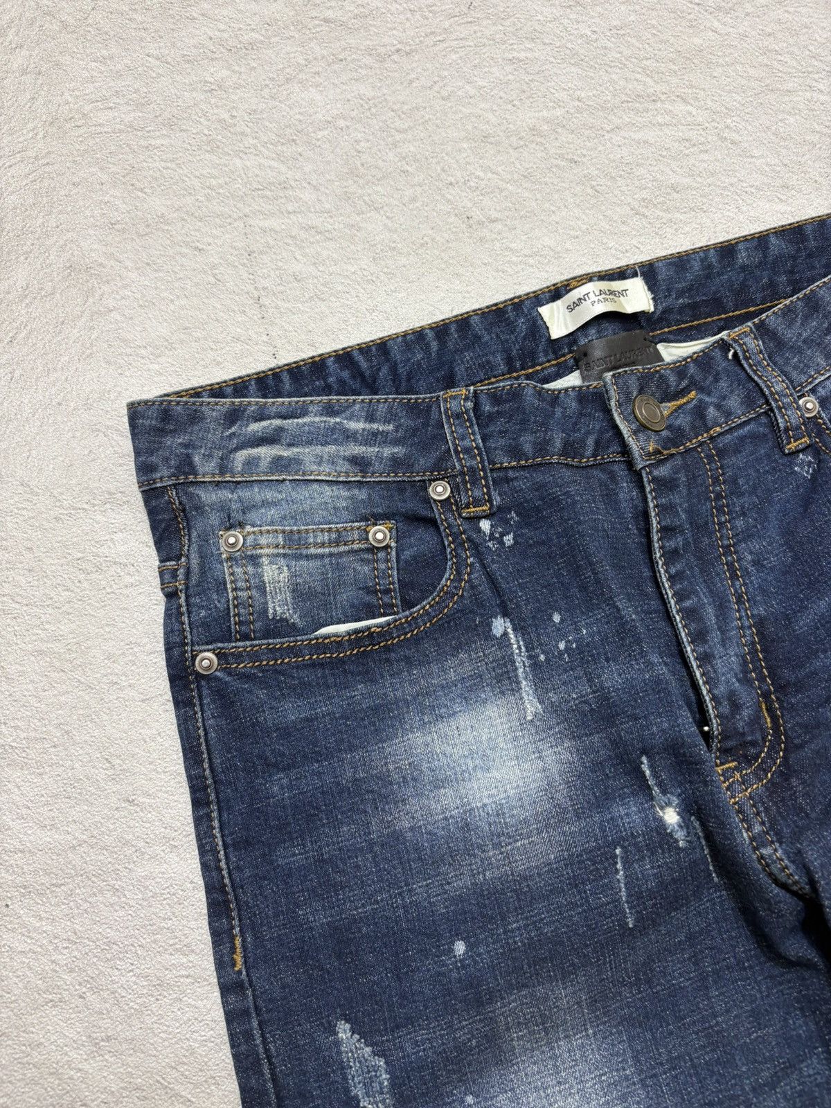 Saint Laurent Paris 2000s saint lauren paris distressed denim pants m Size US 31 - 3 Thumbnail