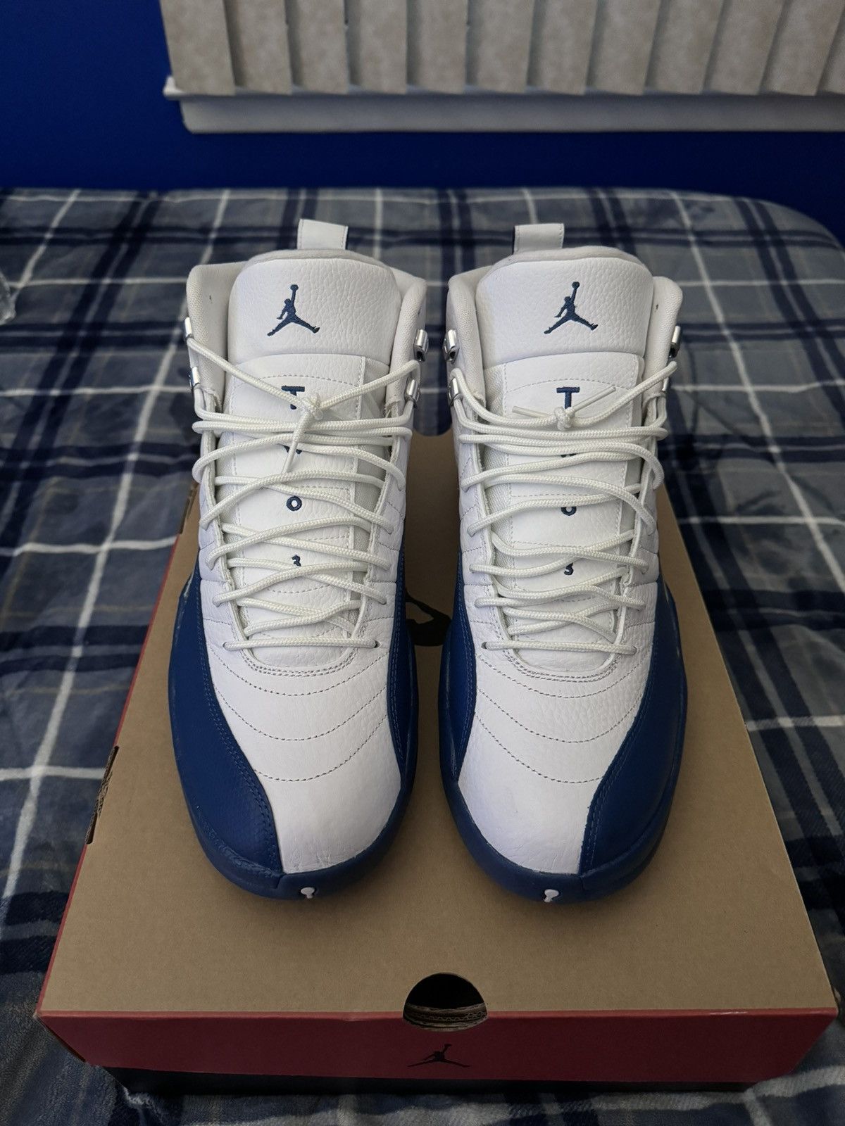 image of Jordan Nike Air Jordan 12 French Blue 2016 Shoes in White, Men's (Size 14)