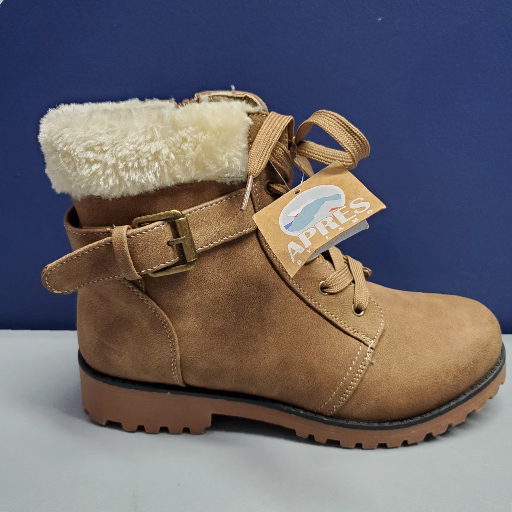 Vintage LAMO Winter Boots Womens Size 9 Brown Faux Fur Side Zipper Lace Up AW1765 Size US 9 / IT 39 - 3 Thumbnail
