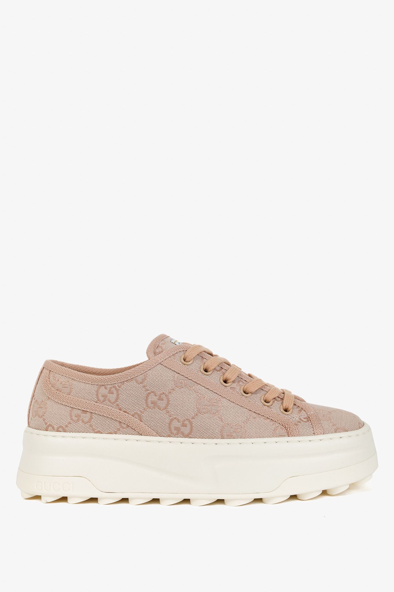 Gucci Gucci Pink New Canvas GG Monogram Platform Sneakers Size US 7 / IT 37 - 1 Thumbnail