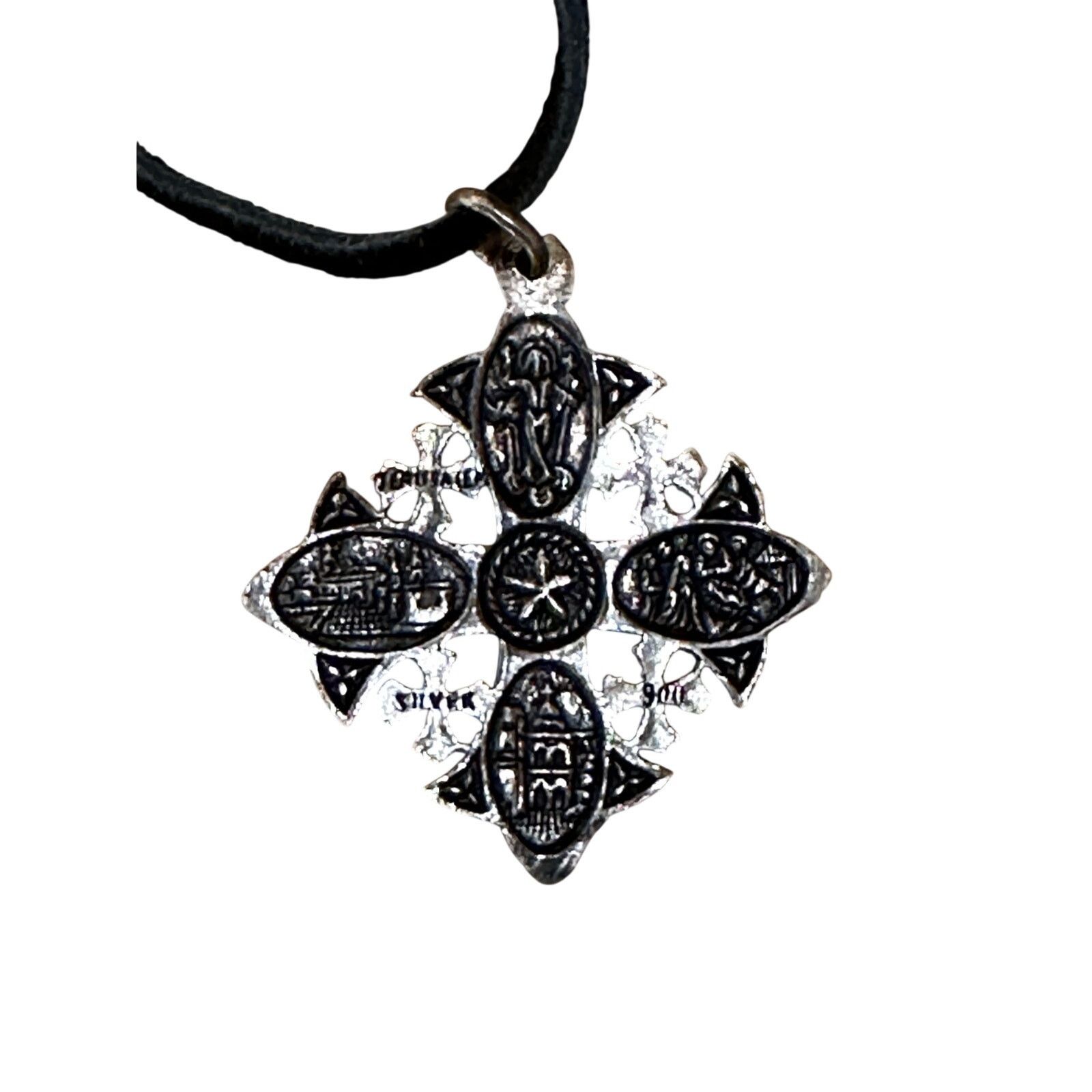 Vintage Vintage 900 Silver Jeruselum Cross Religious Necklace Size ONE SIZE - 2 Thumbnail