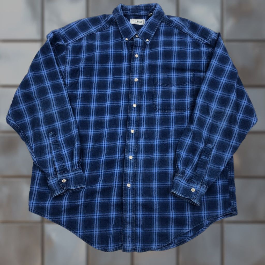 Vintage VINTAGE L.L.Bean Shirt Button-Down Plaid Flannel Blue XL USA Made Men’s Regular Fit Casual Shirt Size US XL / EU 56 / 4 - 1 Thumbnail