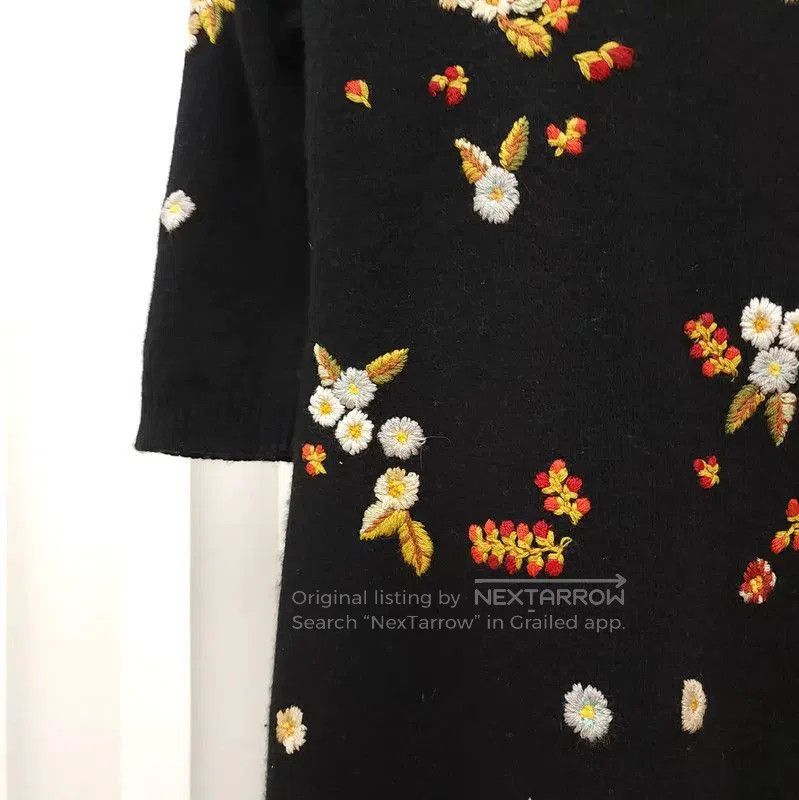 Dior Dior Black Wool Spring Dress with Floral Design . Size M / US 6-8 / IT 42-44 - 4 Thumbnail