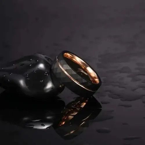 Jewelry Tigrade 8mm Black Tungsten Rings 💍 Size ONE SIZE - 2 Thumbnail