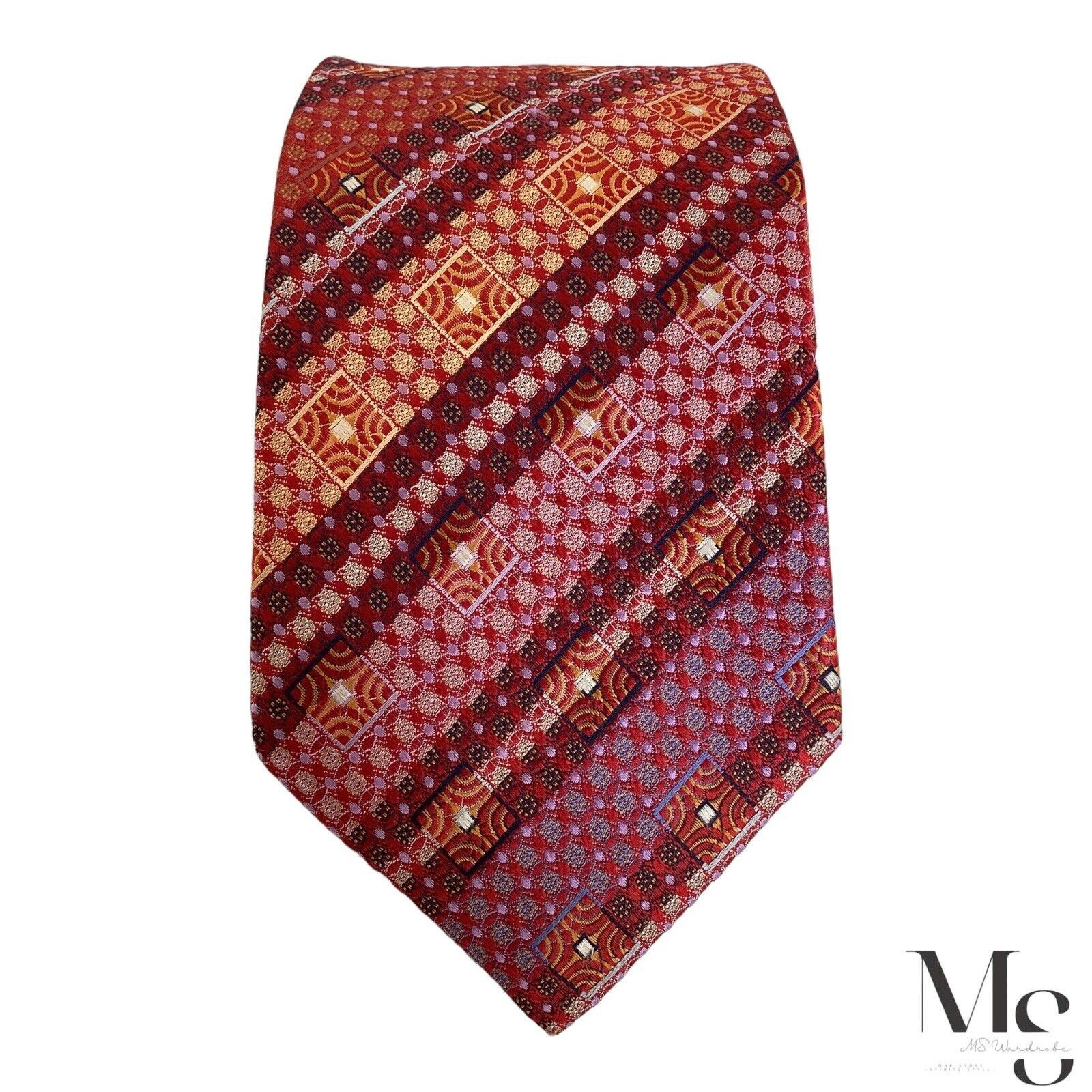Robert Graham ROBERT GRAHAM XL Orange & Purple Striped Silk Tie Made In US Size ONE SIZE - 3 Thumbnail