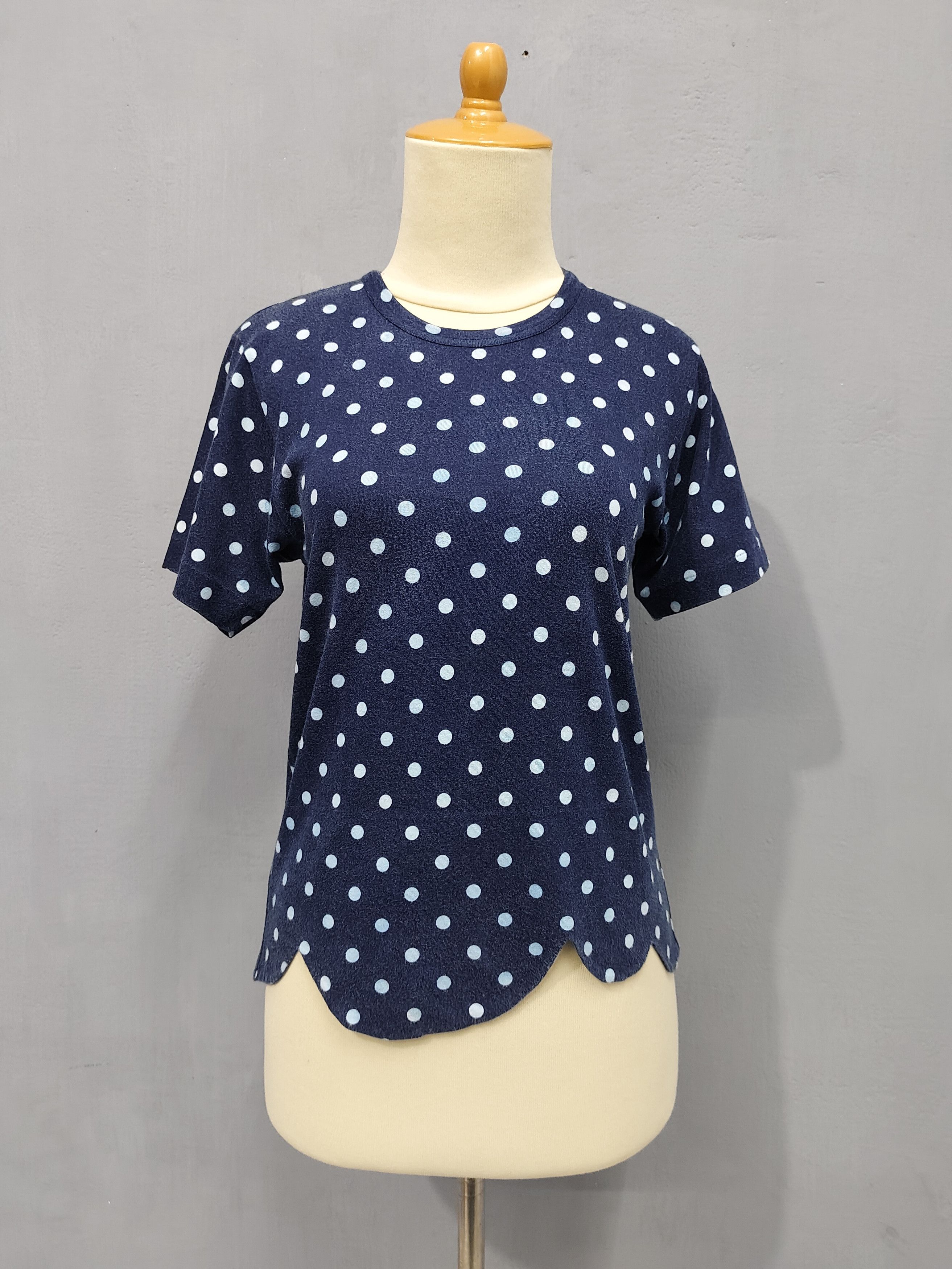 Comme des Garcons AD03 CDG Robe de Chambre Polka Dot Scallop Hem Cropped Tee Size M / US 6-8 / IT 42-44 - 2 Thumbnail