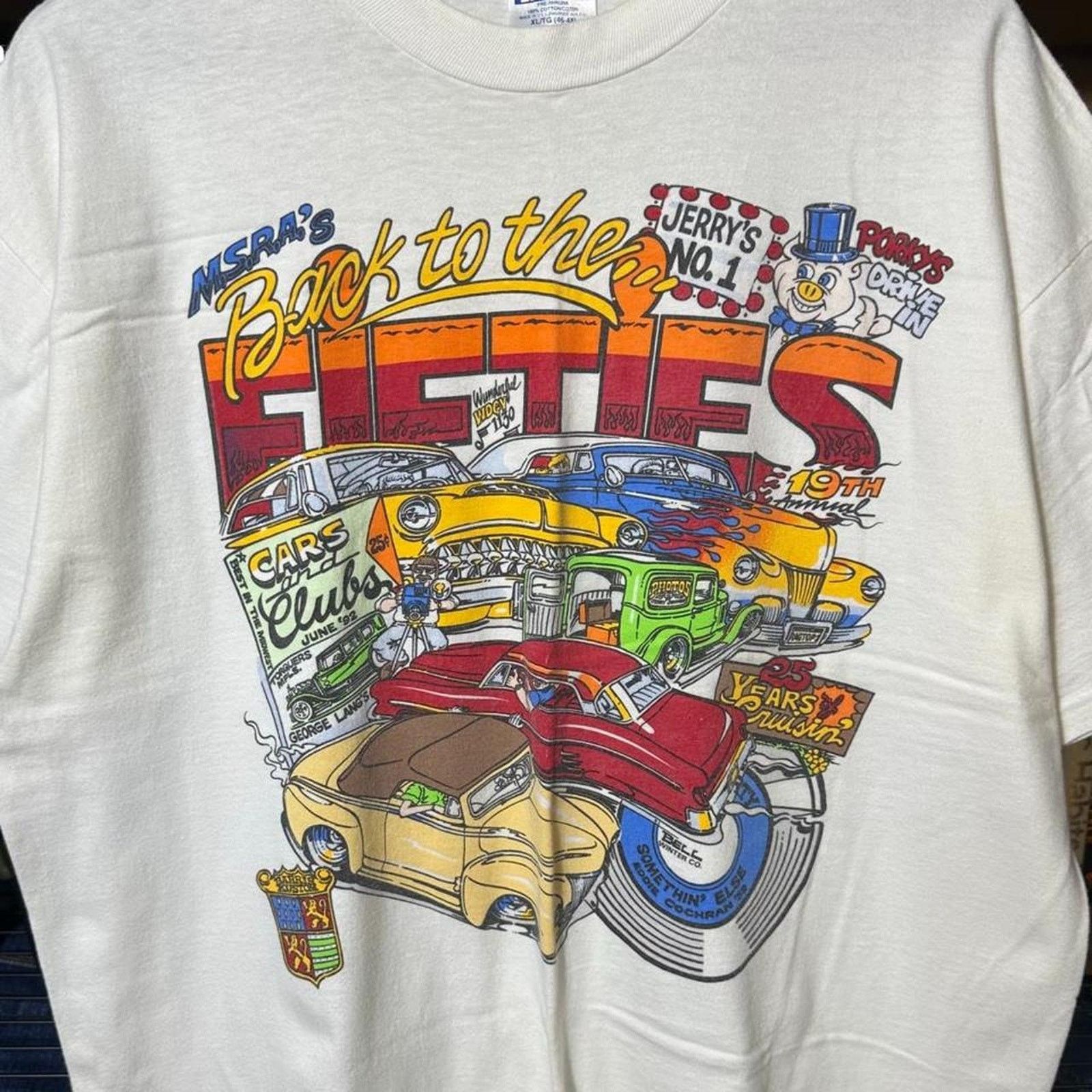 Hanes Vintage 90s Single Stitch Back to the Fifties Car Show Shirt Size US XL / EU 56 / 4 - 2 Thumbnail