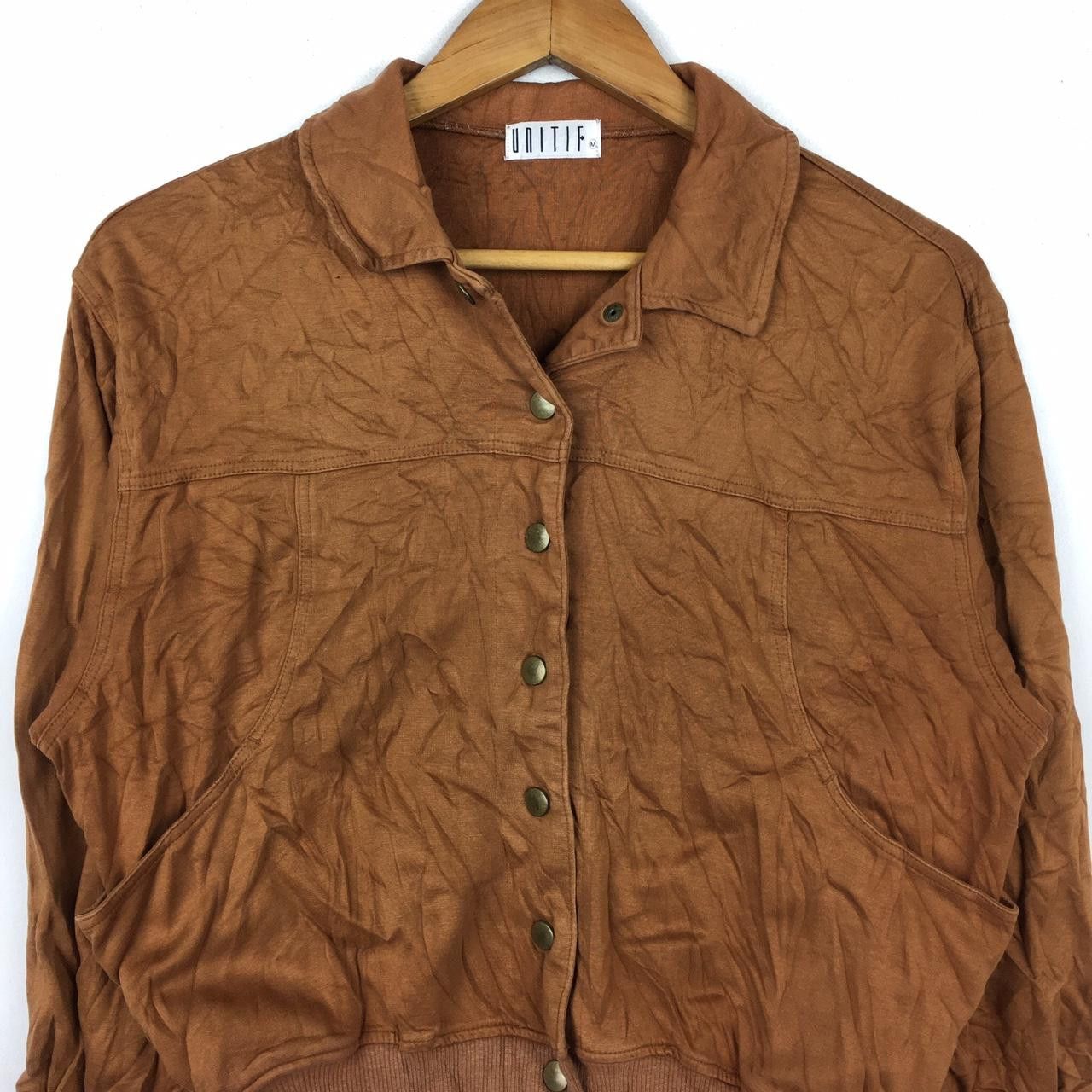 Vintage Vtg UNITIF JAPAN Snap Button Brown Cardigan Jacket Sweater Size US M / EU 48-50 / 2 - 2 Thumbnail