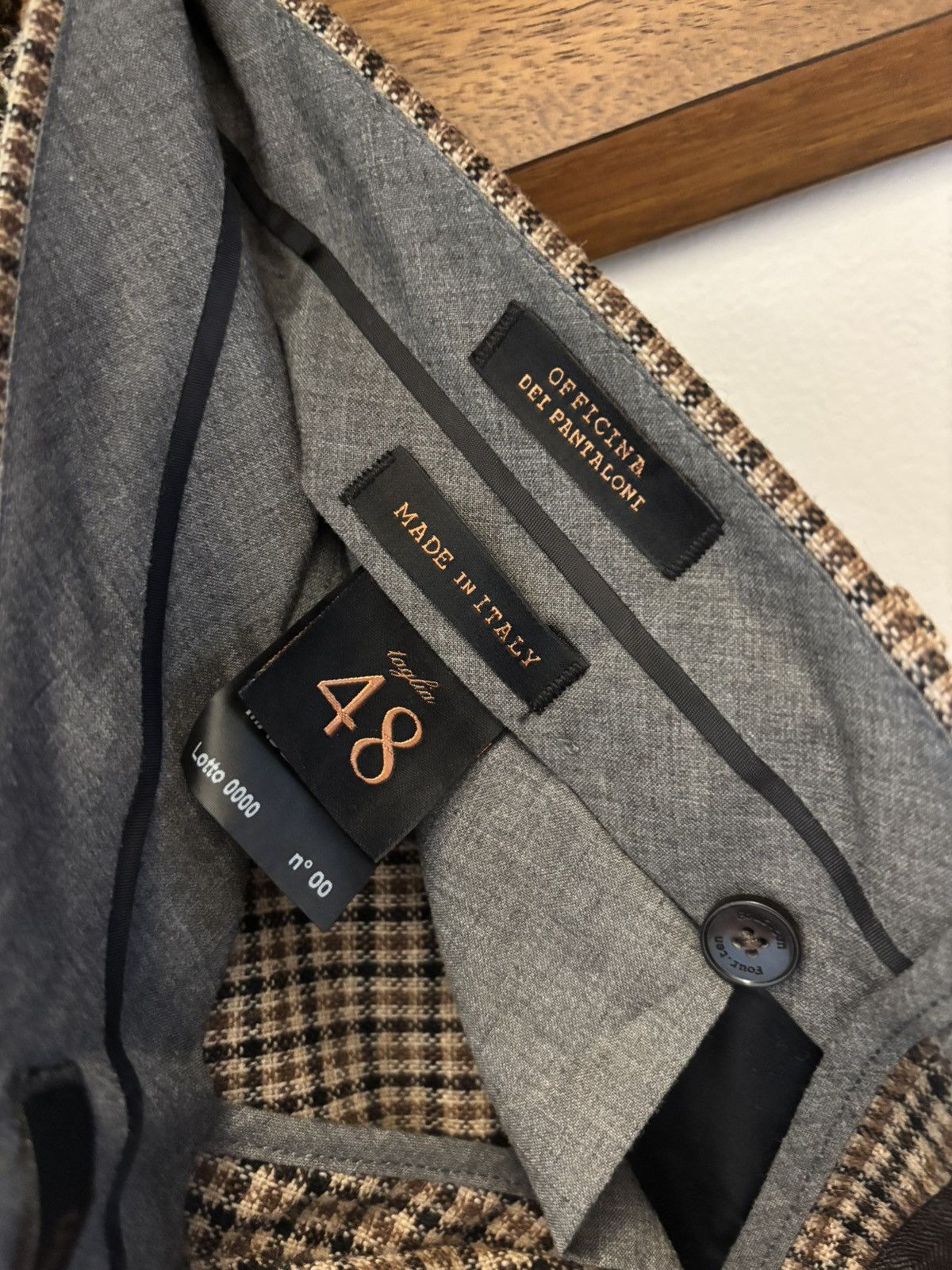 Boglioli Brand: Briglia 1949, wool brown checkered trouser Size 38R - 4 Thumbnail