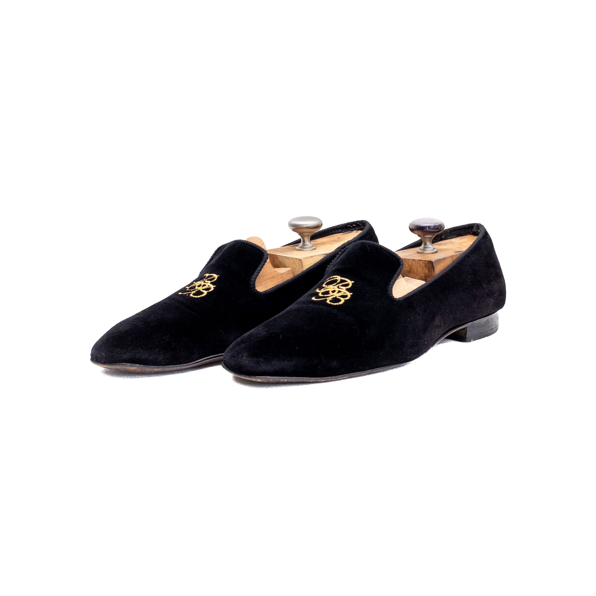 Peal And Co Brooks Brothers x Peal & Co. Black Velvet Smoking Slippers Size US 10.5 / EU 43-44 - 1 Thumbnail