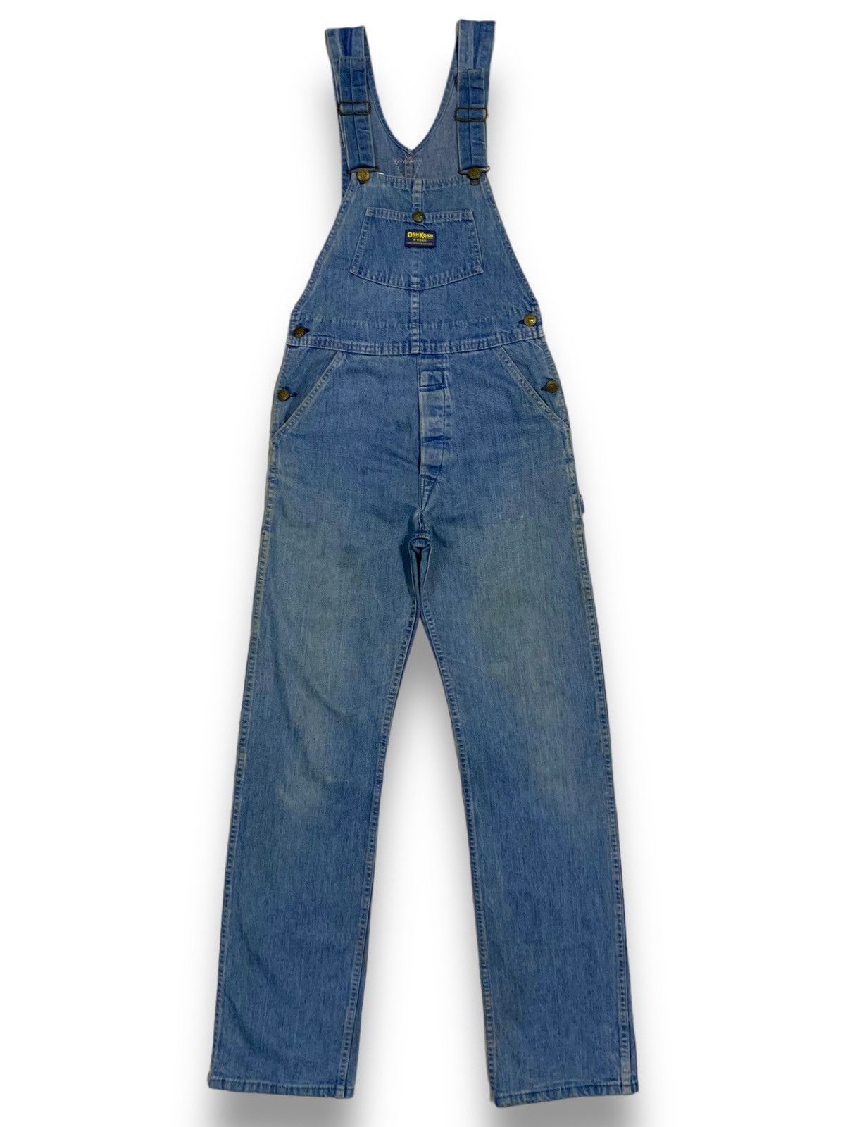 Oshkosh Vintage 90s Oshkosh BGosh Faded Denim Carpenter Overalls Size US 29 - 1 Thumbnail