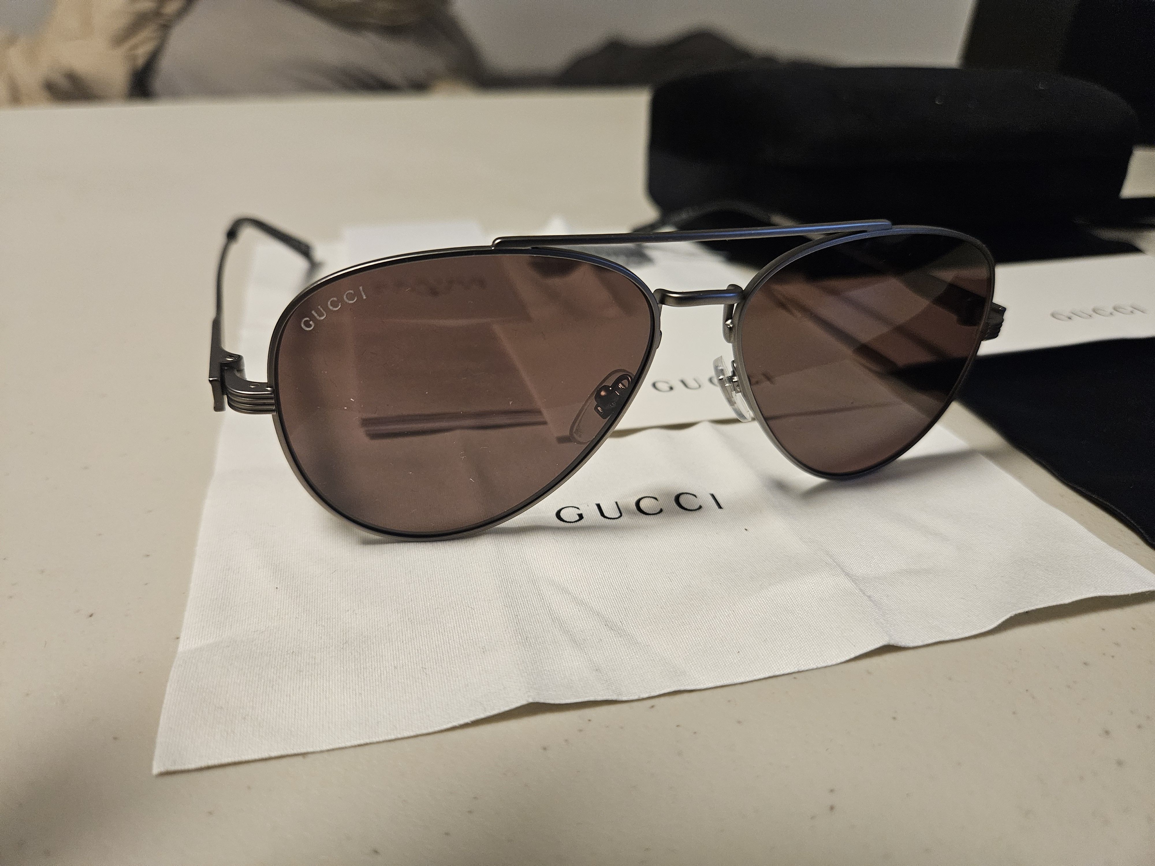 Gucci (BNWT) Gucci Side Logo Aviator Sunglasses Size ONE SIZE - 6 Thumbnail