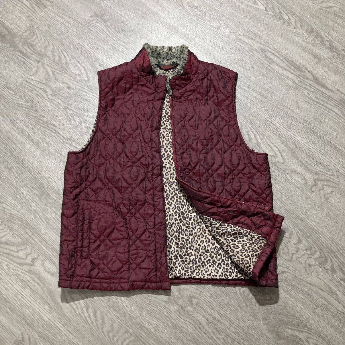 If Six Was Nine 2000s Ramlossa Puffer Inner Leopard Motif Vest Red Lgb Size US L / EU 52-54 / 3 - 2 Thumbnail