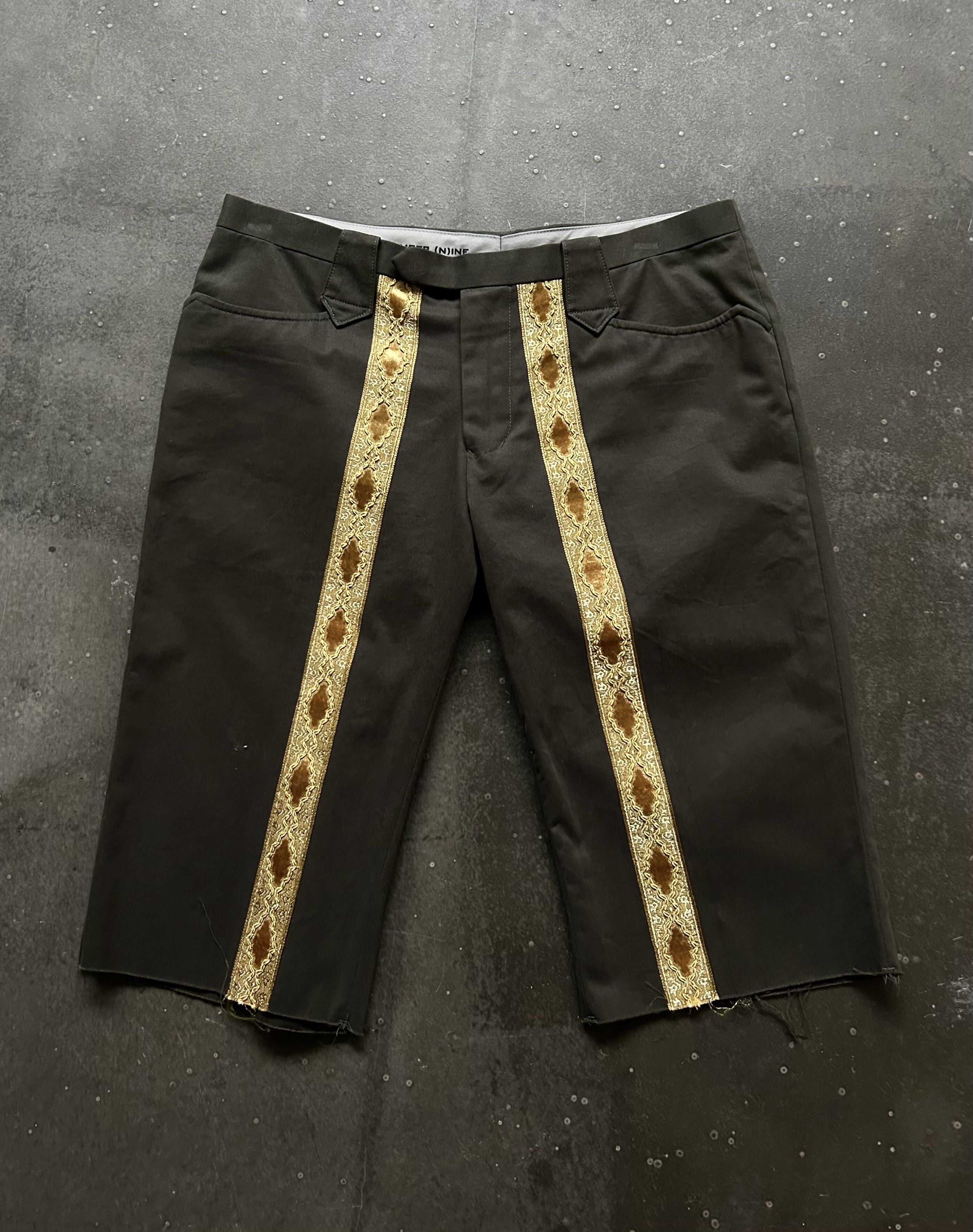 embroidered shorts with gold trim