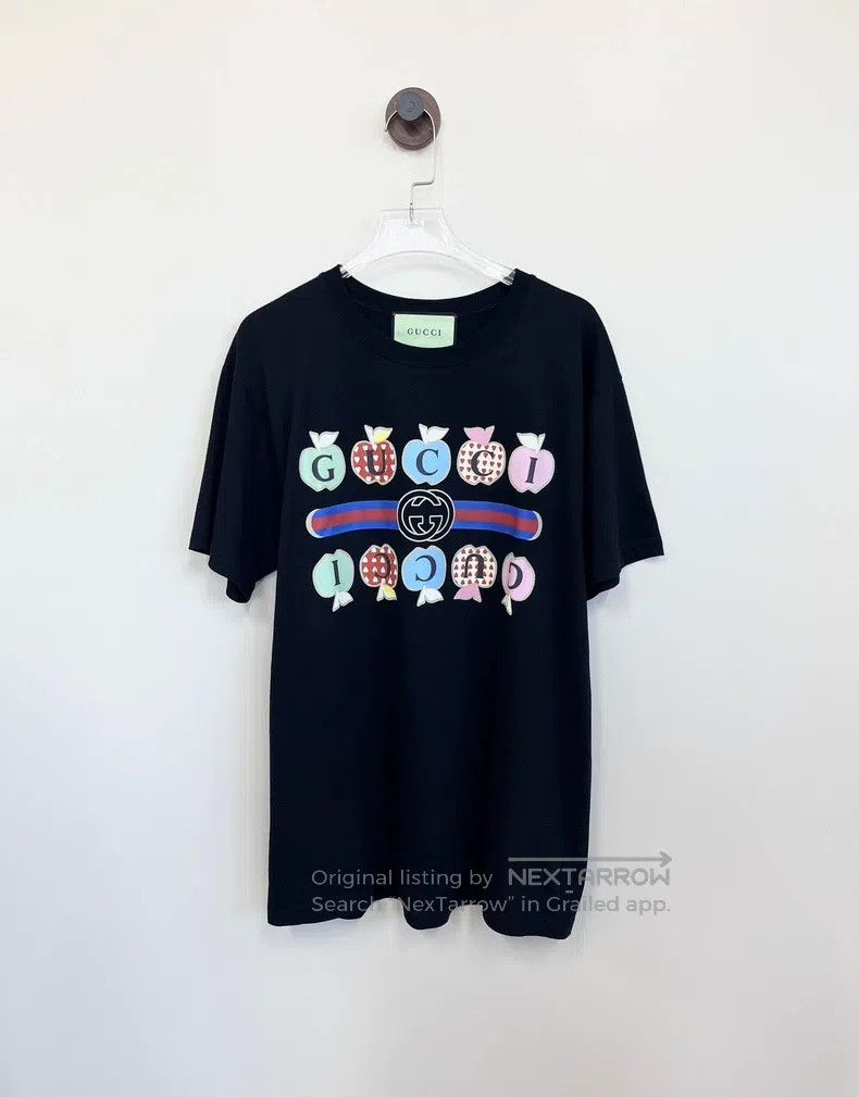 Gucci Gucci Black apple letter logo short sleeve Size XXS / US 00 / IT 34 - 1 Thumbnail