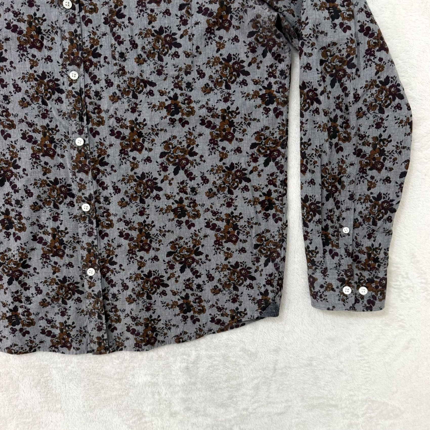 Express Express Shirt Mens L Gray Floral Slim Soft Wash Button Long Sleeve Casual Size US L / EU 52-54 / 3 - 4 Thumbnail