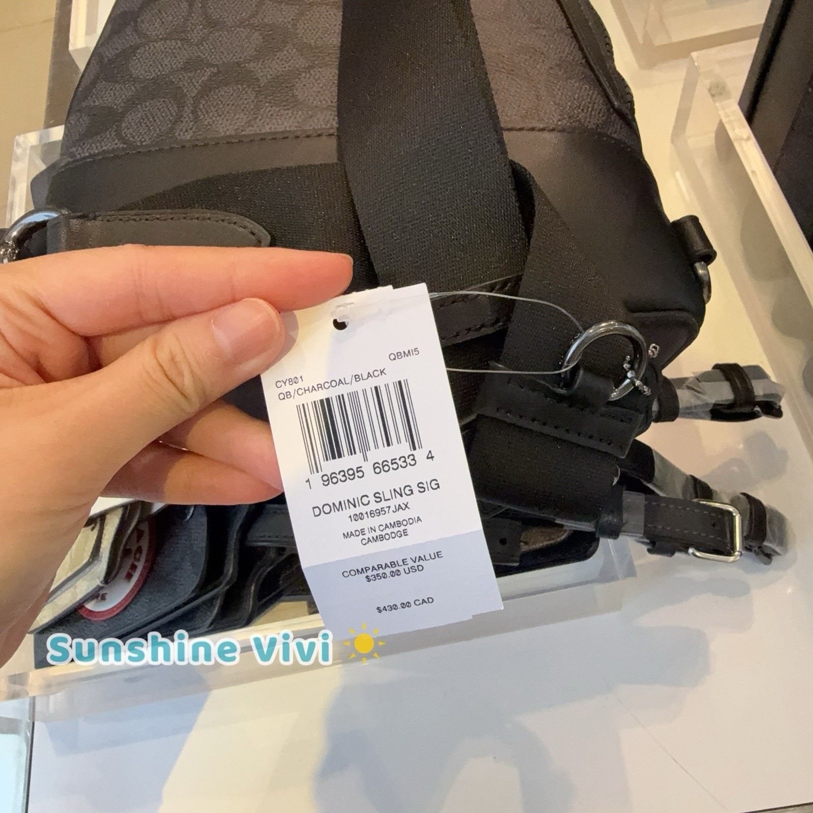 Coach NWT Coach CY801 Dominic Sling Pack Leather QB/CHARCOAL/BLACK Size ONE SIZE - 5 Thumbnail