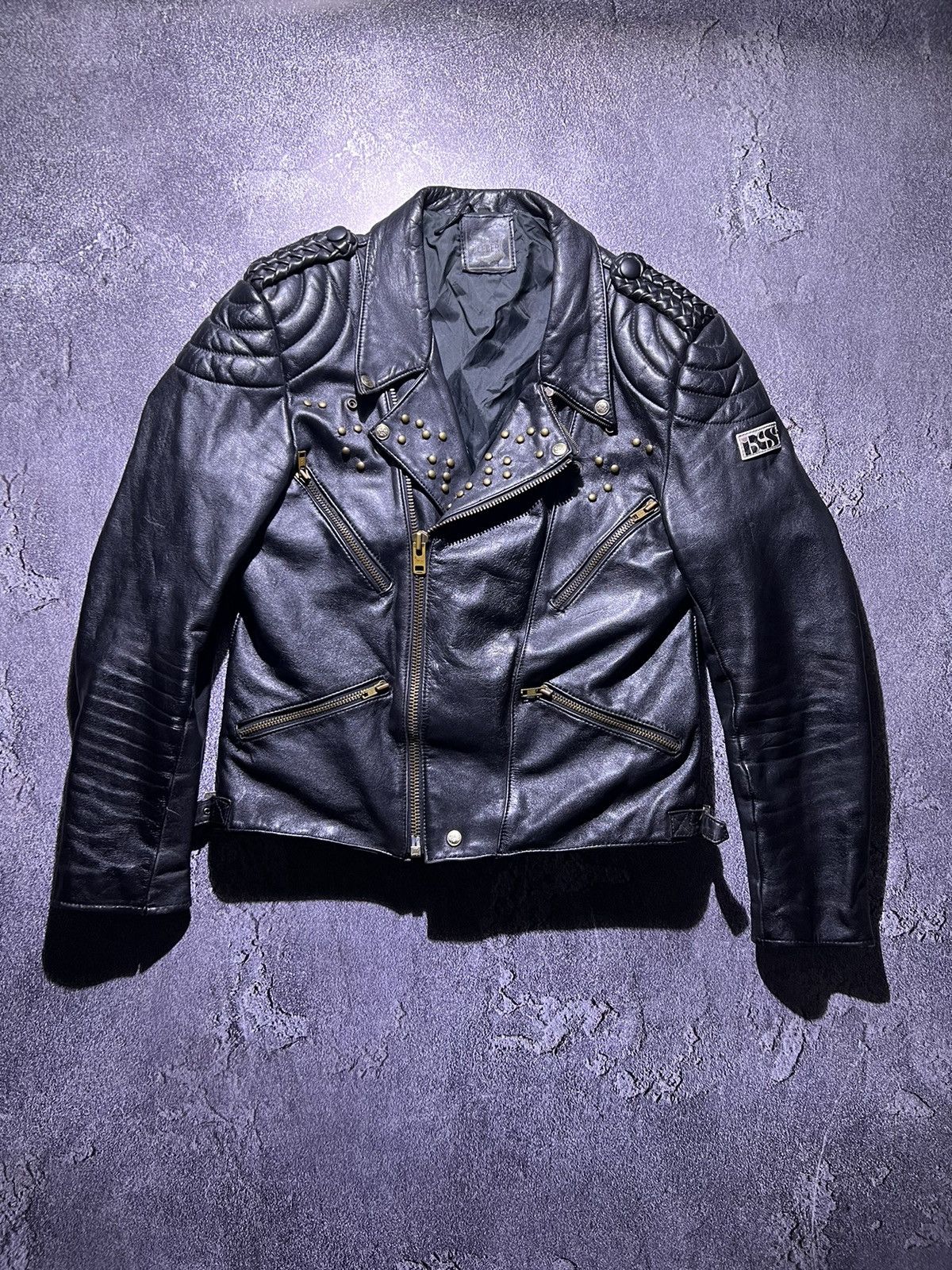 image of Genuine Leather x Leather Jacket Vintage 90's Ixs Washed Distressed Leather Jacket in Black (Size S