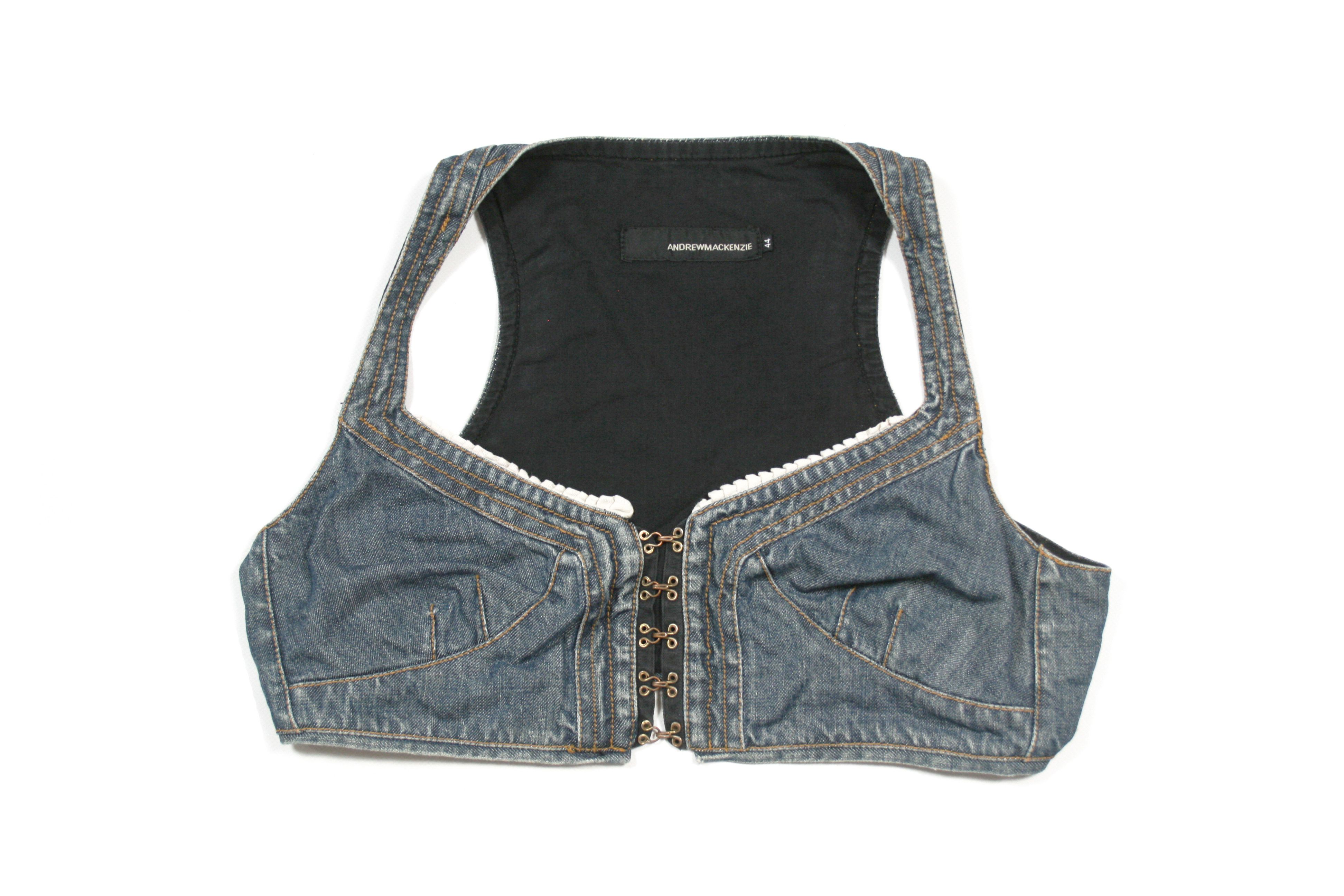 Andrew Mackenzie S/S2004 Denim Crop Top Vintage Size M / US 6-8 / IT 42-44 - 1 Thumbnail