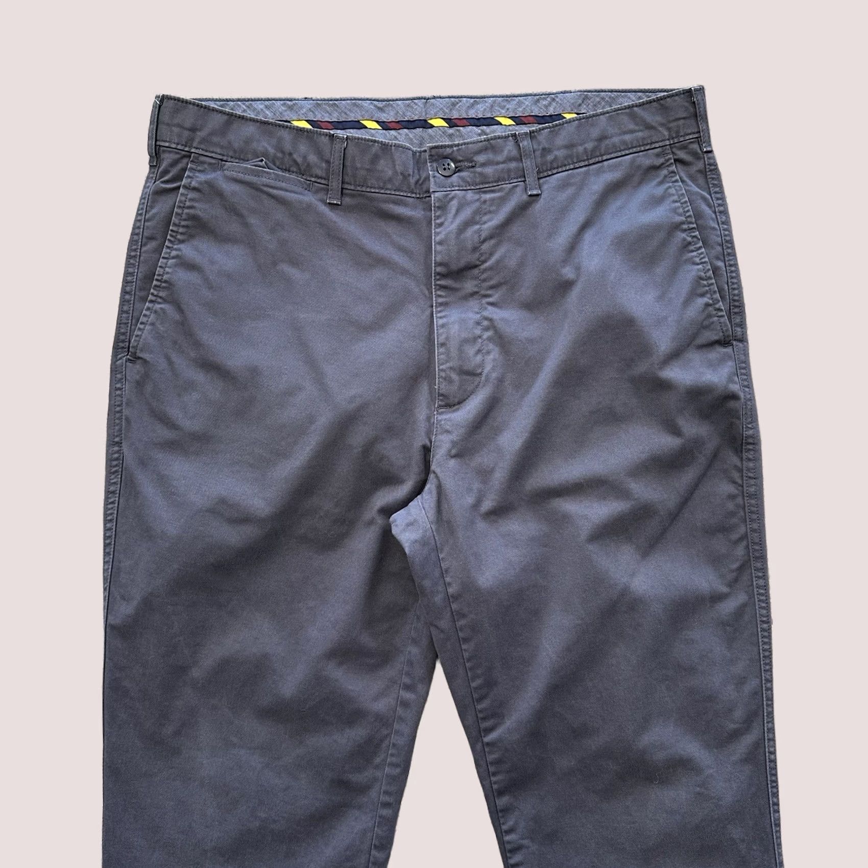 Cremieux Cremieux Pants Men 35x30 Blue Flat Front Chino Stretch Slim Relaxed Regular Trousers Size US 35 - 1 Thumbnail