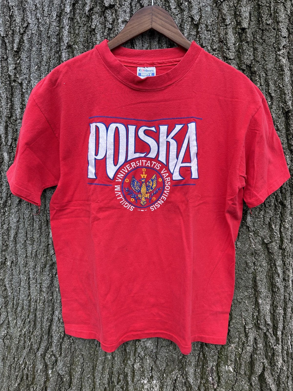 Hanes × Vintage Vintage Polska Single Stitch Red Hanes Graphic T Shirt Size US XL / EU 56 / 4 - 1 Thumbnail