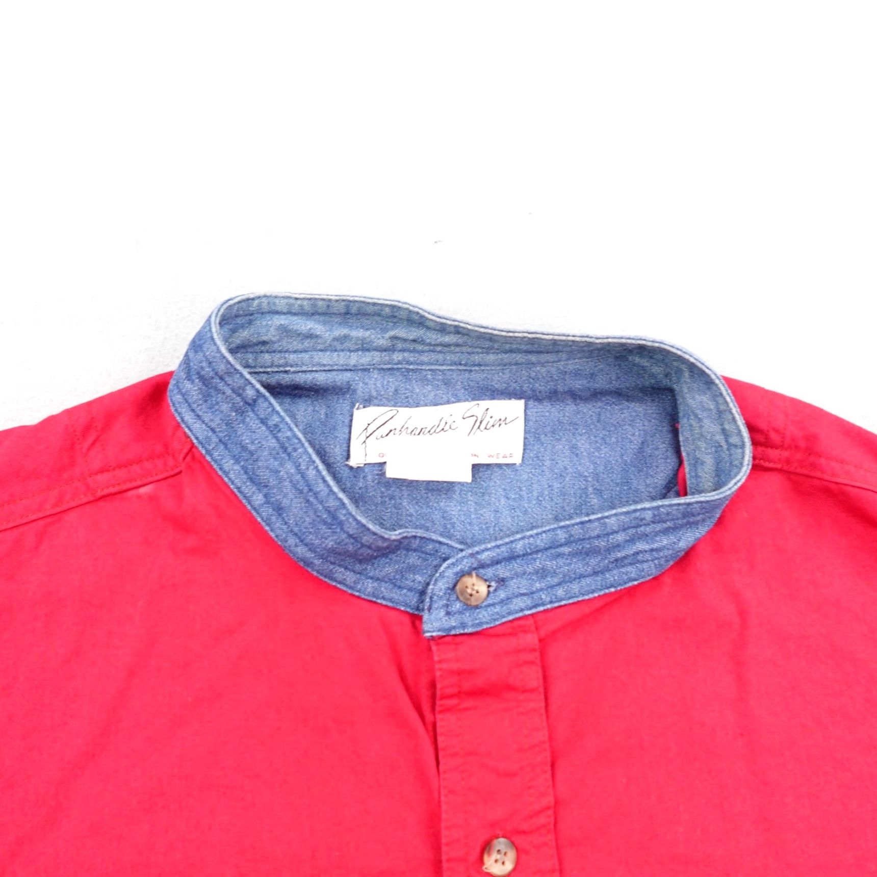 Vintage Vintage Panhandle Slim Shirt Mens 3XL Red Denim Band Collar Western Button Up Size US XXL / EU 58 / 5 - 2 Thumbnail