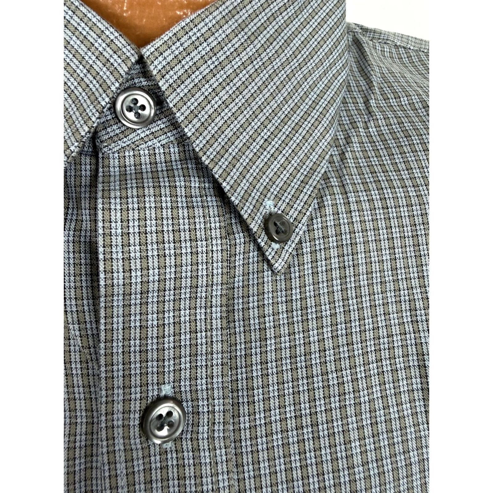 Geoffrey Beene VINTAGE Geoffrey Beene Dress Shirt Men L Blue Plaid 16 32 33 Wrinkle Resistant Button-Down Collar Mens Size 42R - 2 Thumbnail
