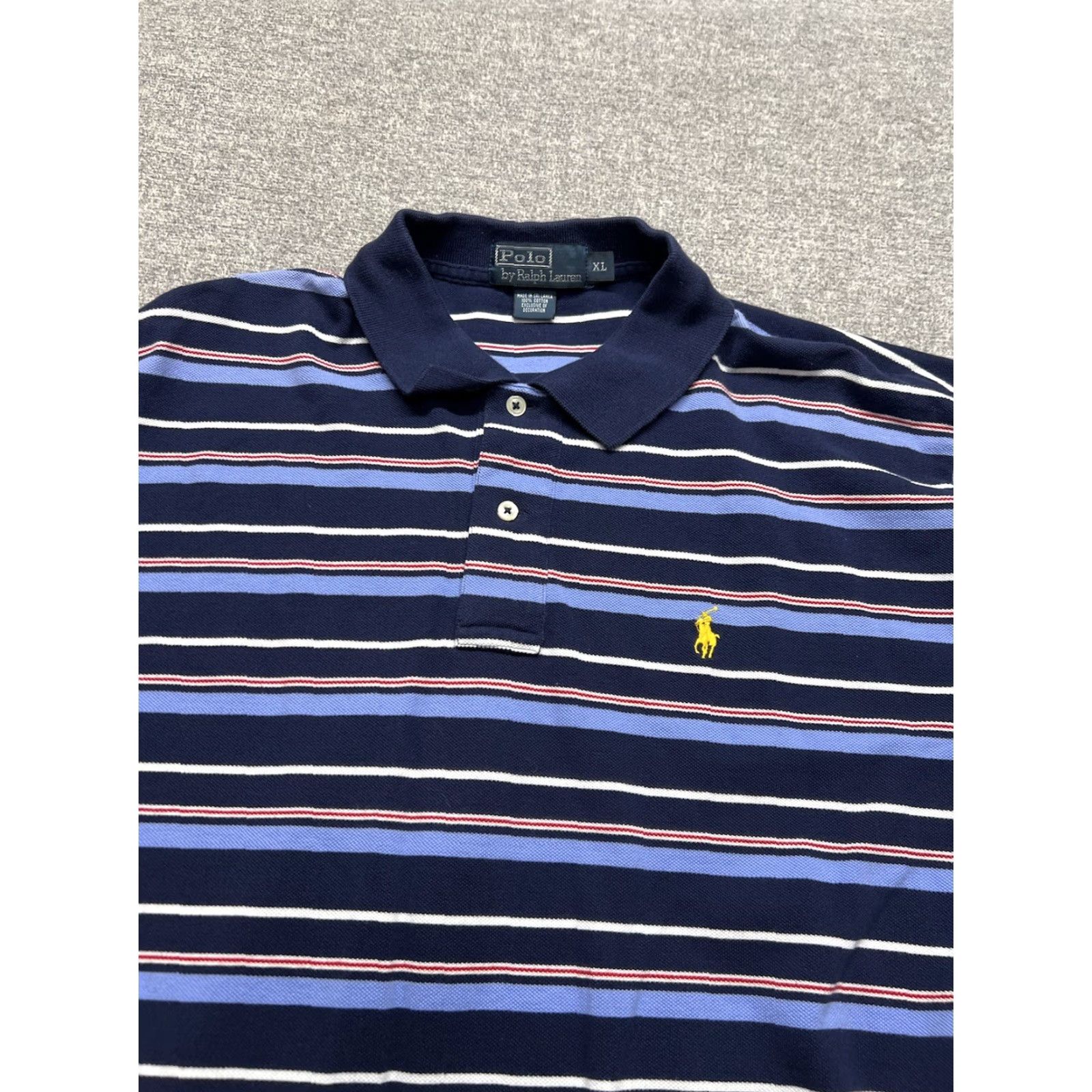 Ralph Lauren VINTAGE Polo Golf Ralph Lauren Mens Extra Large Shirt Striped Blue Gold Pony Cotton Size US XL / EU 56 / 4 - 2 Thumbnail