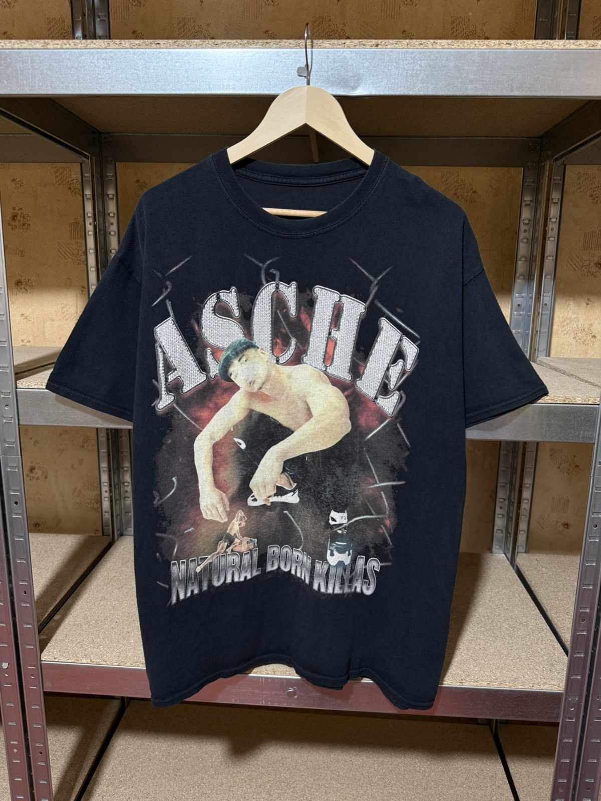 Band Tees × RUN DMC × Rap Tees Vintage 2021 Natural Born Killas Asche Kollegah T-Shirt Size US XL / EU 56 / 4 - 1 Thumbnail
