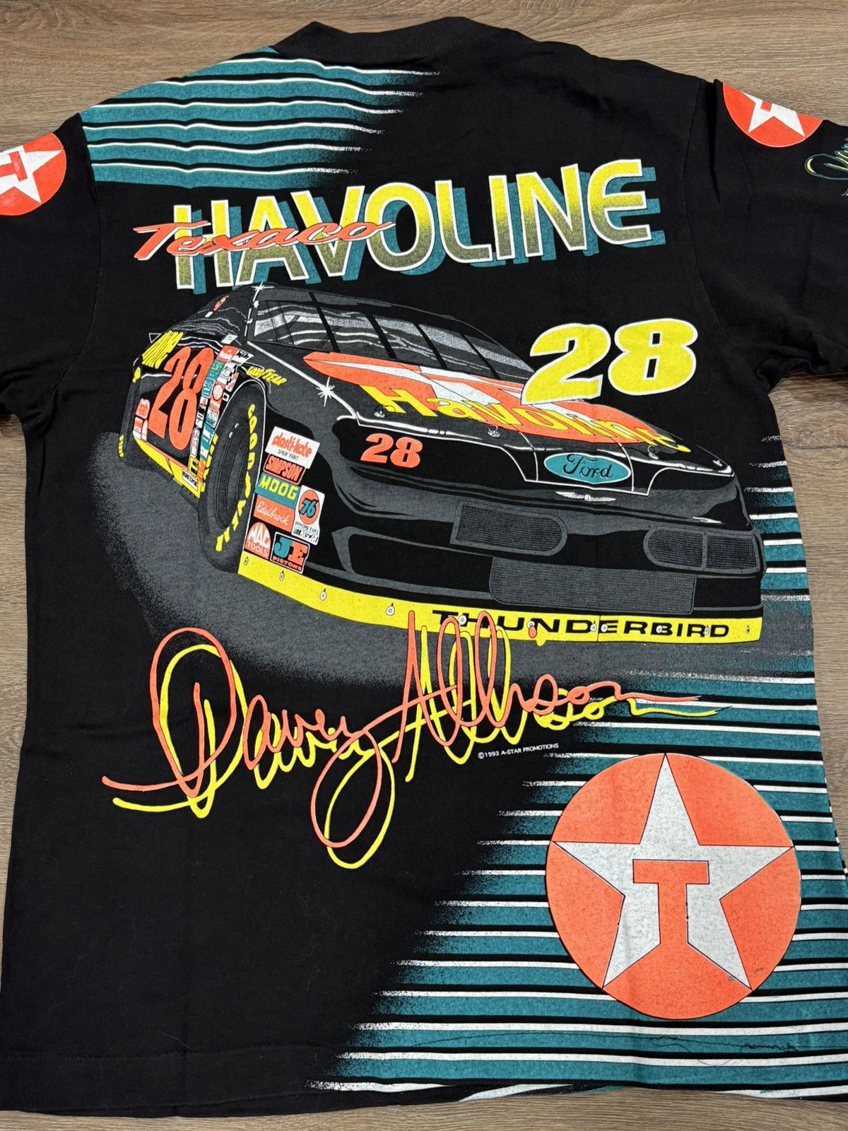 NASCAR Vintage 1990 Davey Allison #28 Havoline Racing T-Shirt MINT Size US L / EU 52-54 / 3 - 6 Thumbnail