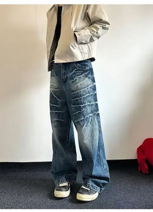 Japanese Brand × Jean Blue street washed vintage distressed straight jeans y2k Size US 32 / EU 48 - 2 Thumbnail