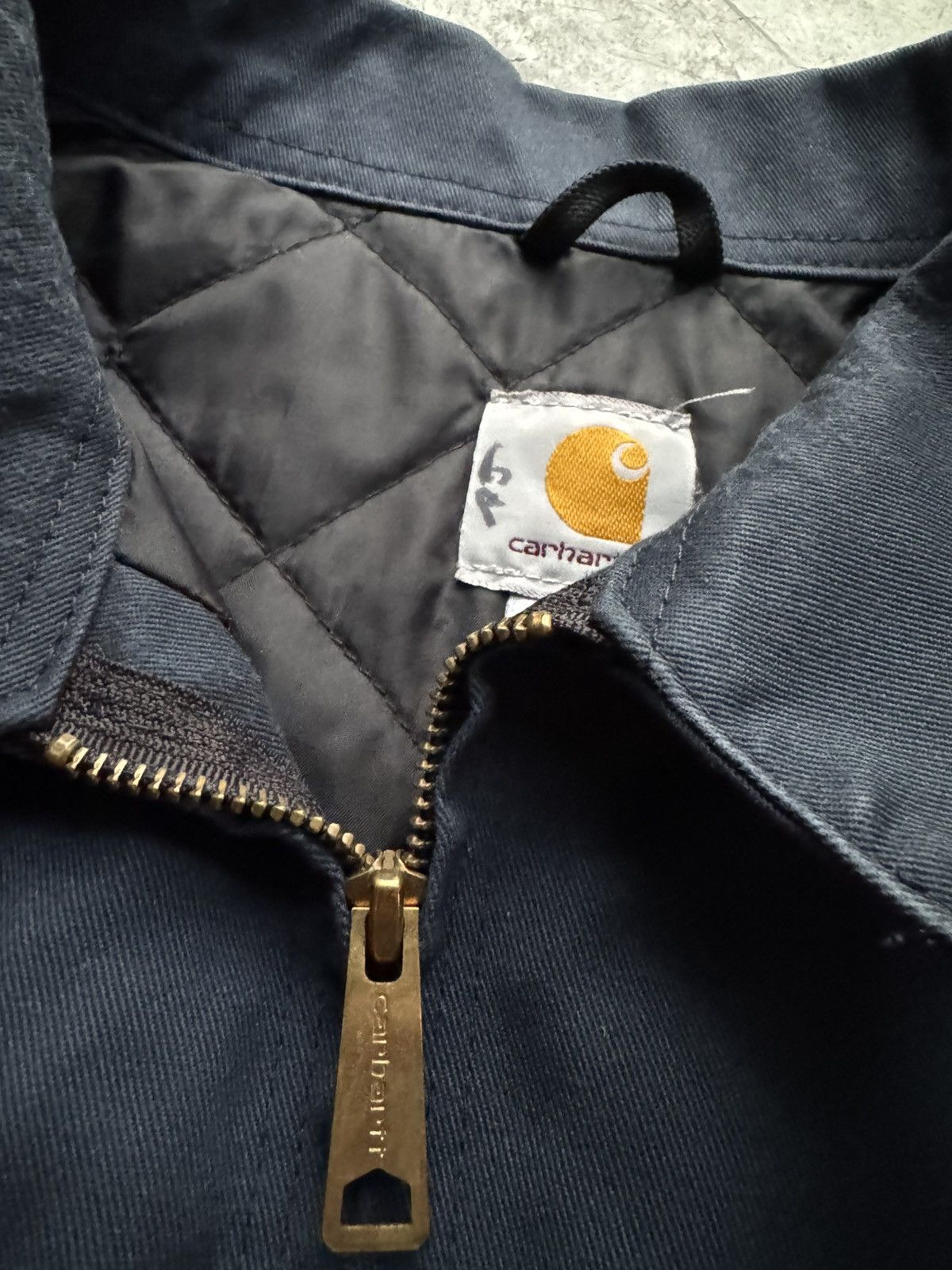 Carhartt × Vintage Vintage 90’s/00’s Carhartt Detroit Navy Embroidered Jacket Size US XL / EU 56 / 4 - 4 Thumbnail