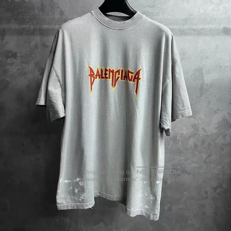 Balenciaga Balenciaga Gray Lightning Print Short Sleeve T-shirt. Size US XS / EU 42 / 0 - 1 Thumbnail