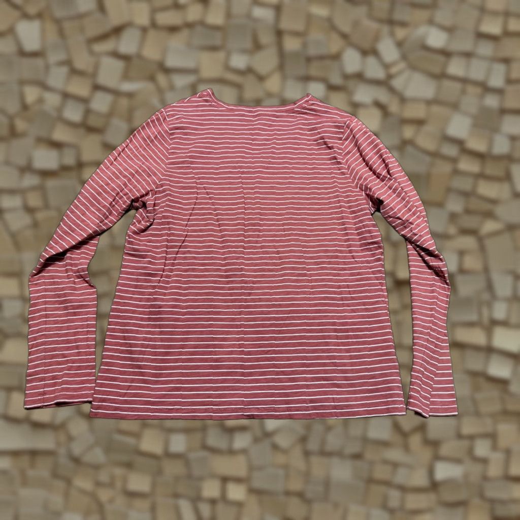 Vintage Sonoma Shirt Womens L Red White Striped V-Neck Long Sleeve Shirt Pullover Knit Cotton Casual Modern Basic Fall Spring Summer Modern Womens Size L / US 10 / IT 46 - 1 Thumbnail
