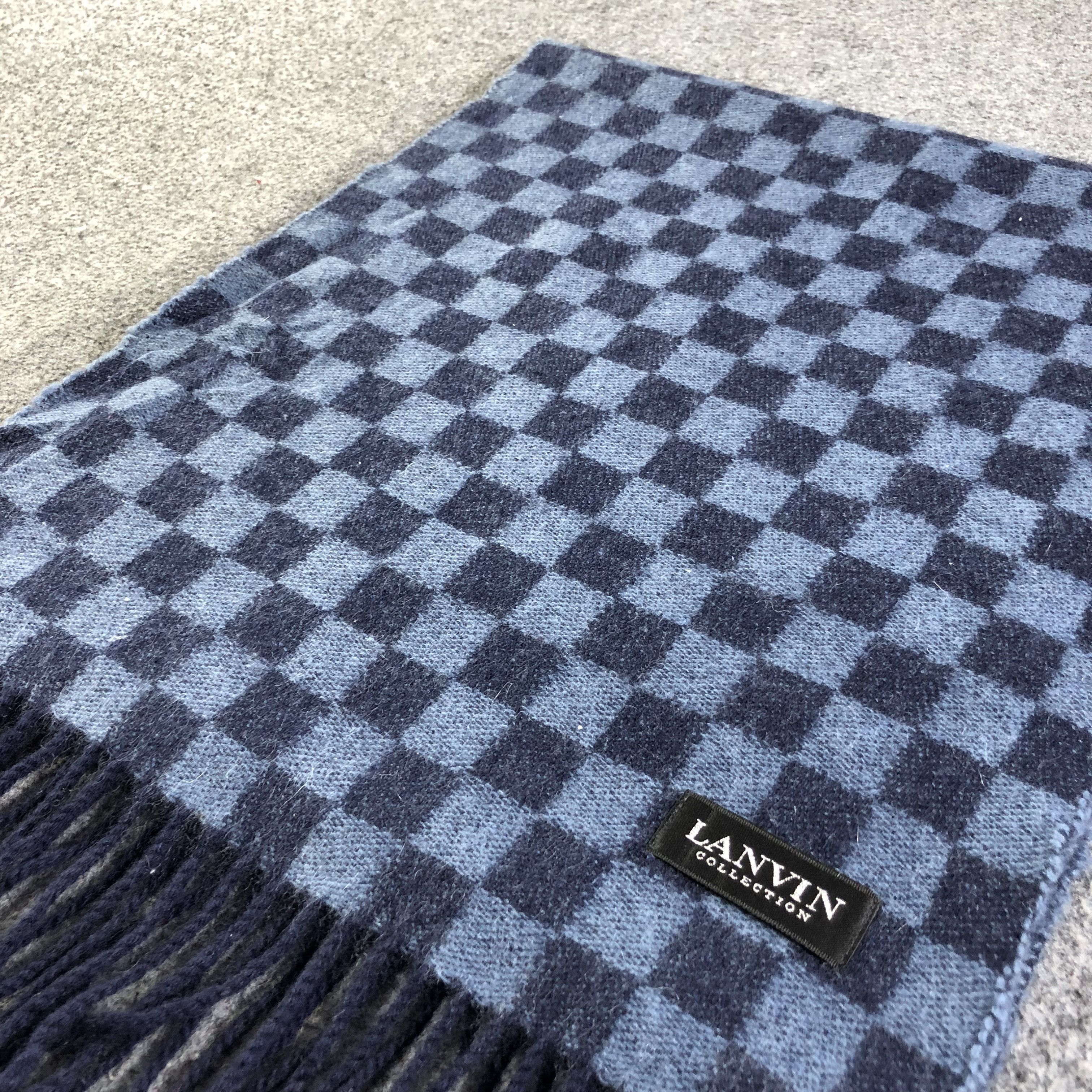 Lanvin Lanvin Checkered Cashmere Scarf Muffler V1261 Size ONE SIZE - 3 Thumbnail