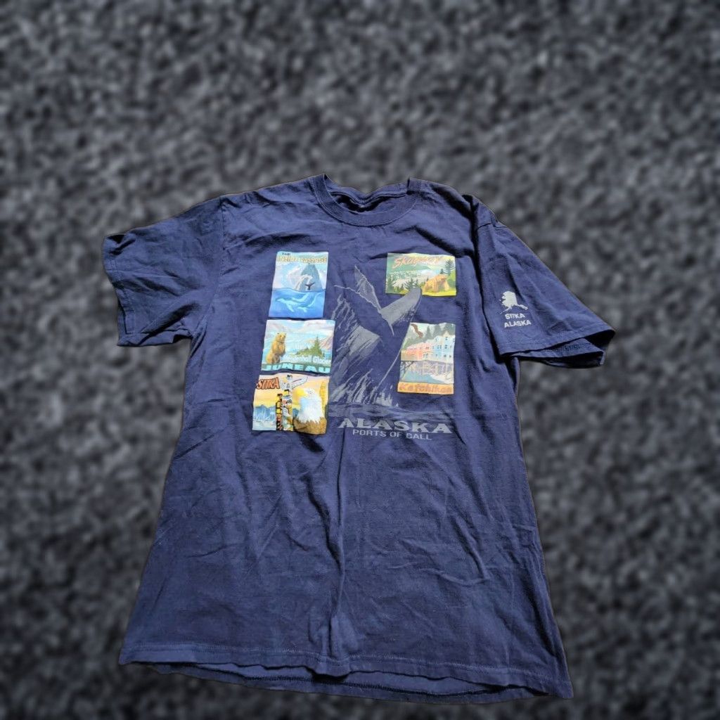 SITKA Sitka Alaska Ports Of Call Cruise Ship Travel T Shirt Mens Blue Short Sleeve Small Graphic Print Souvenir Size US S / EU 44-46 / 1 - 1 Thumbnail