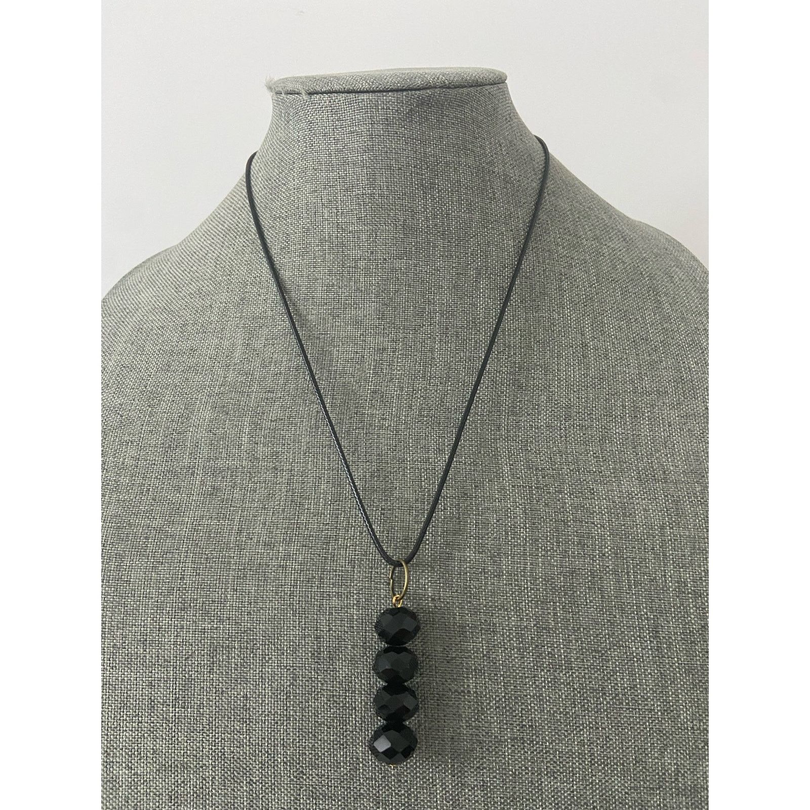 Handmade Big black glass bead pendant necklace Size ONE SIZE - 1 Thumbnail