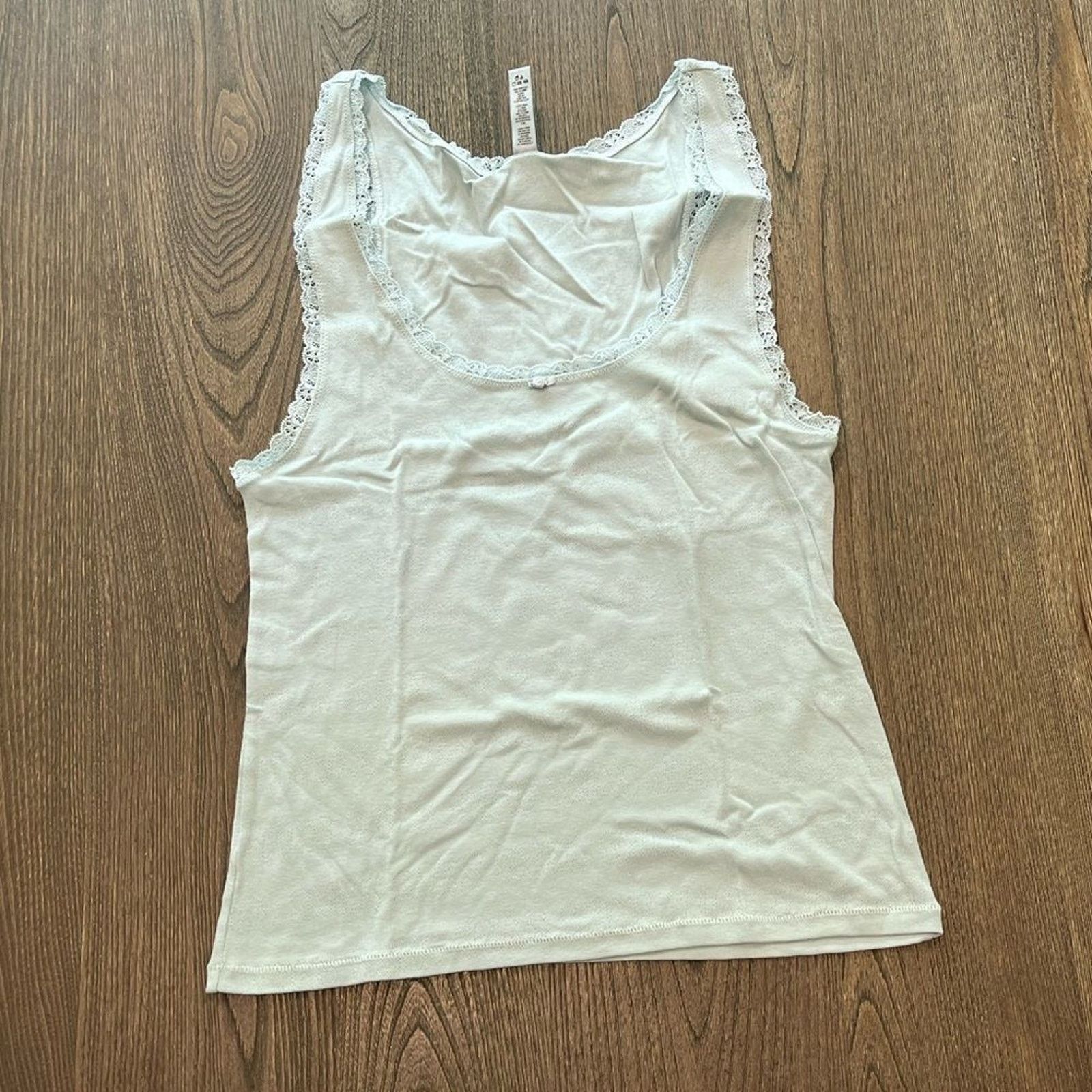SKIMS NWT Skims Lace Pointelle Tank Top Sky Blue Size 4X Size 4XL / US 24-26 - 1 Thumbnail